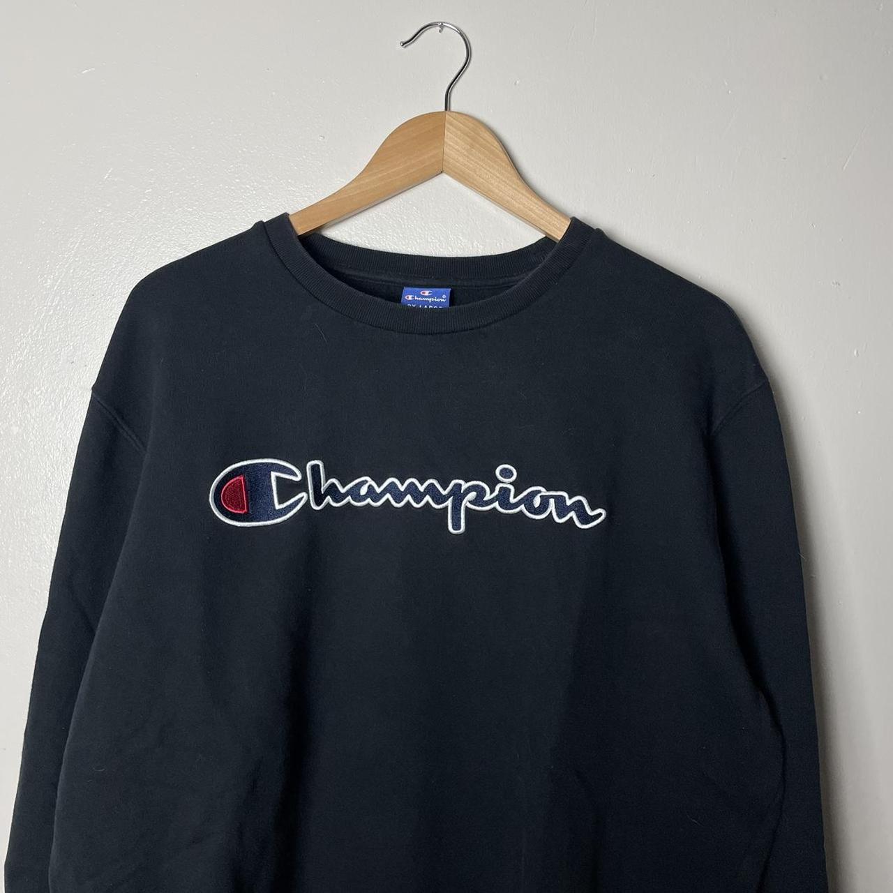 Champion Embroidered Black Crewneck Pullover Depop