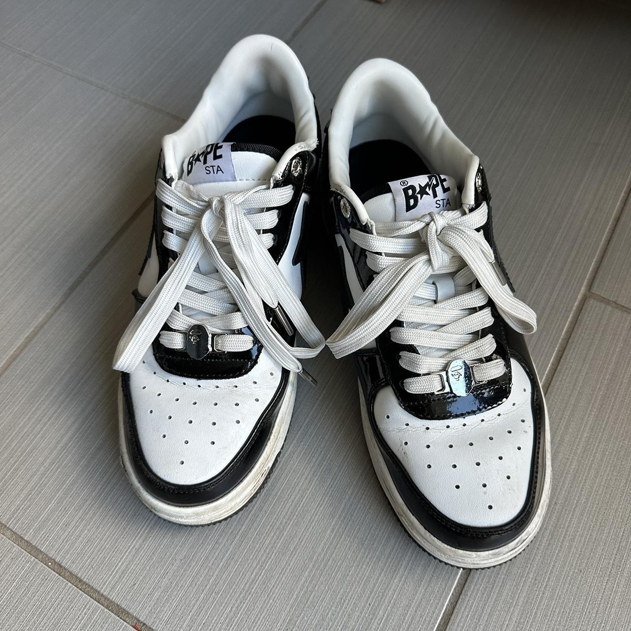 black and white bapestas #bape #bapesta #af1 - Depop