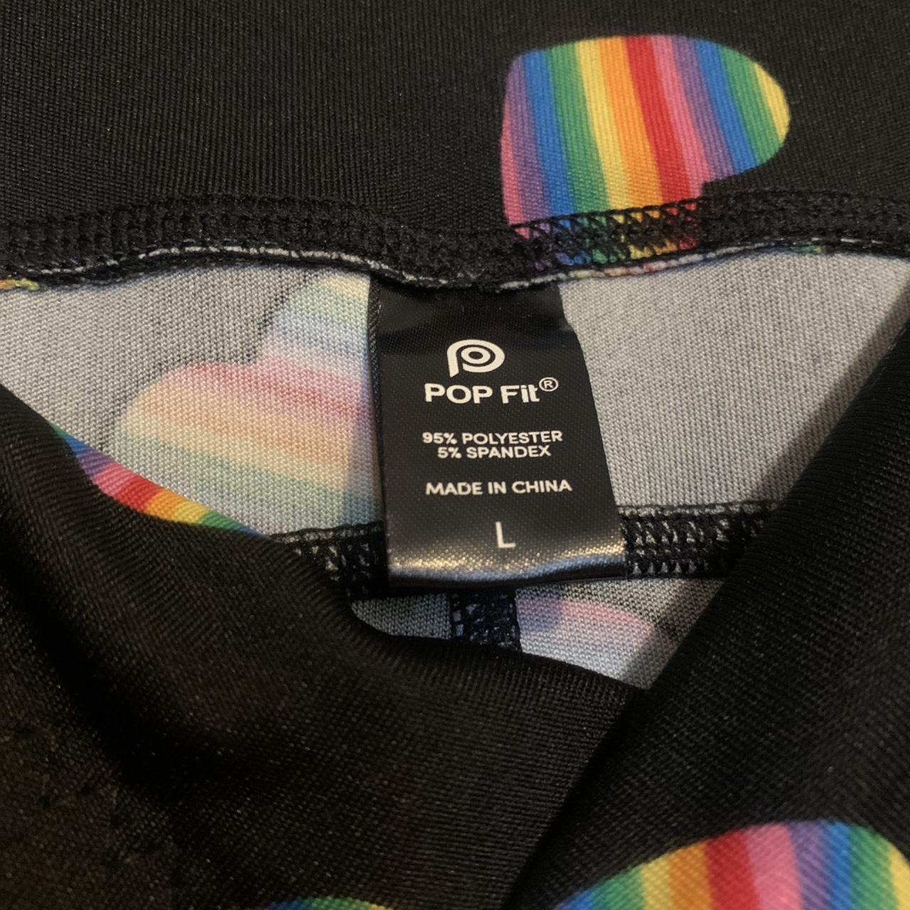 Popfit leggings size L NWOT, black with rainbow - Depop