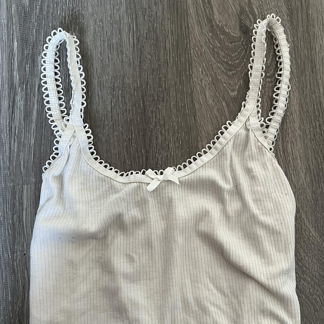 white tank top with little bow 🎀 coquette core ♡... Depop