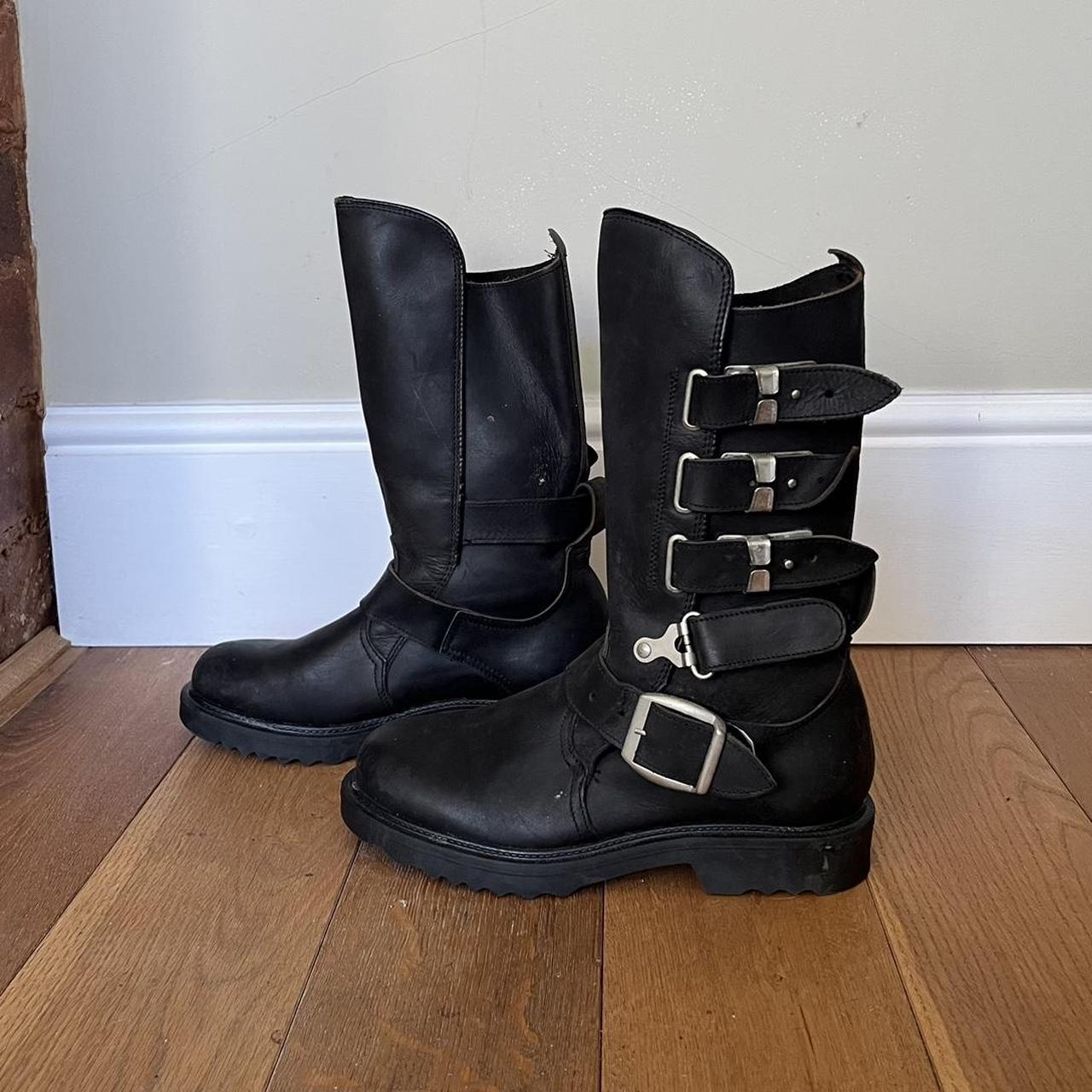 Silver hot sale biker boots