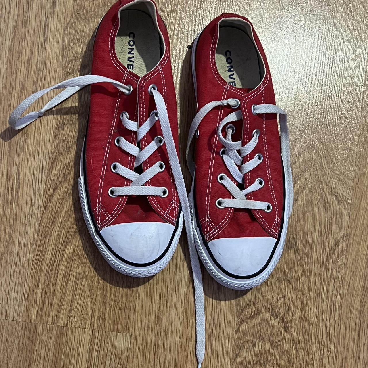 Classic red Converse Chuck Taylor’s. Size: Youth US... - Depop