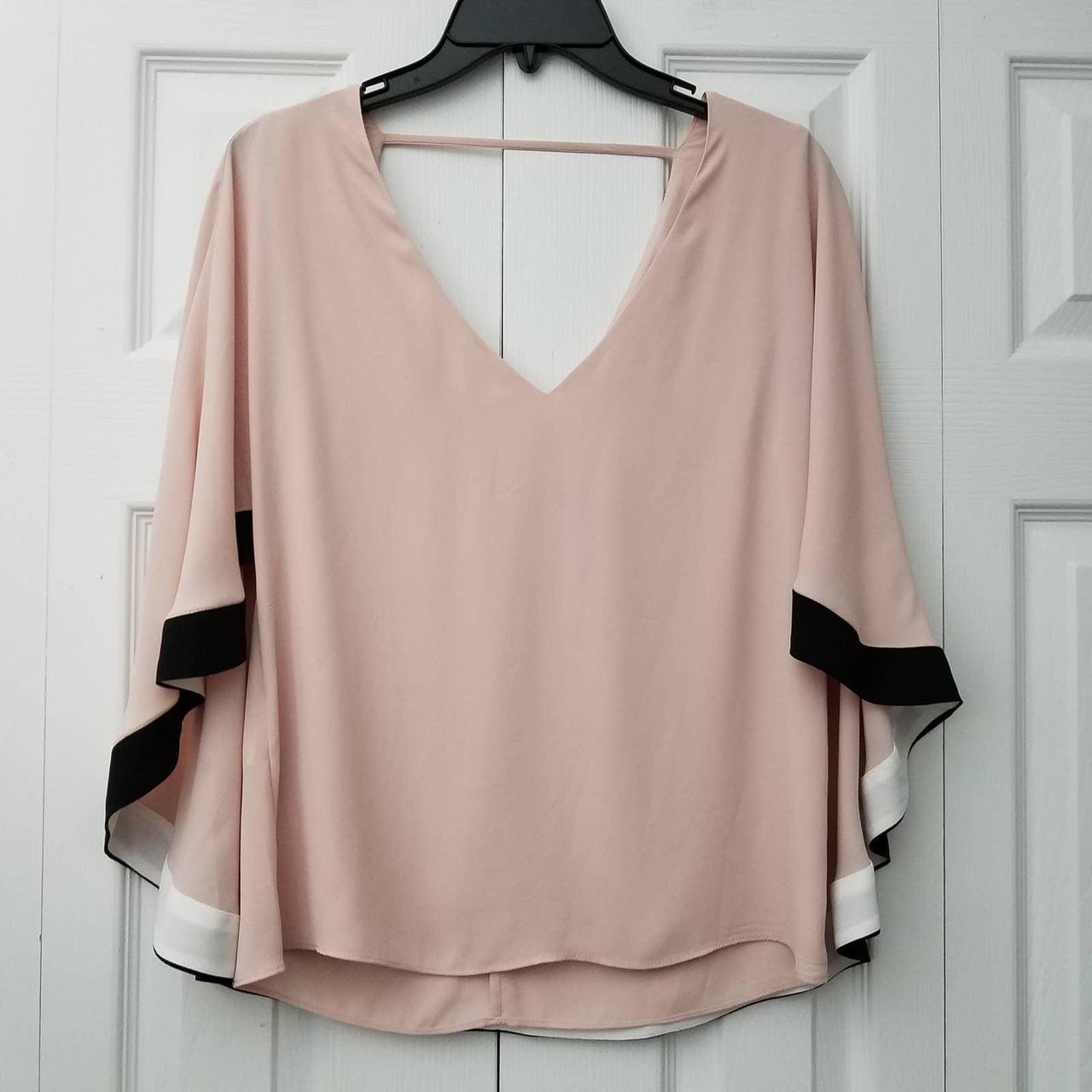 BCBGMaxazria Charmaine Cape Sleeve Blouse Colorblock Depop