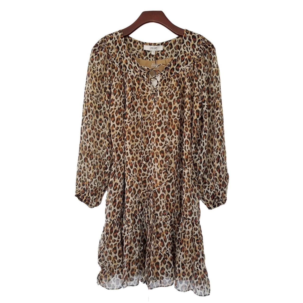 Joie Arioste Silk Mini Dress Leopard Print X Small. Depop