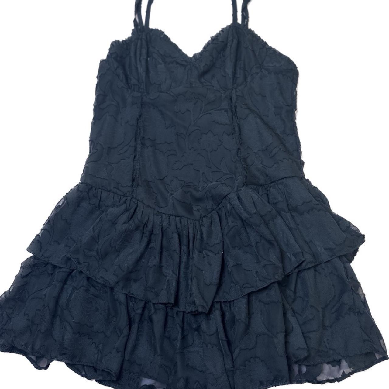 Wild Fable Black Ruffled Mini Dress Ripped on the... - Depop