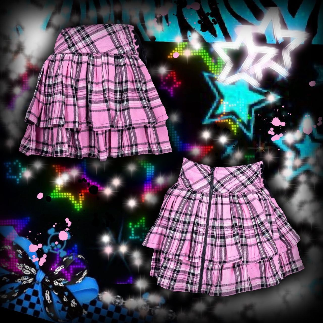 Pink Heartless Plaid Tartan Mini Skirt Punk Emo