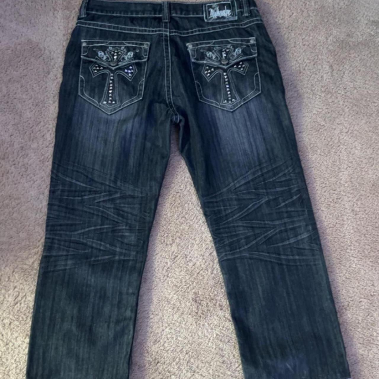 Black y2k ablanche cross affliction jeans - Depop