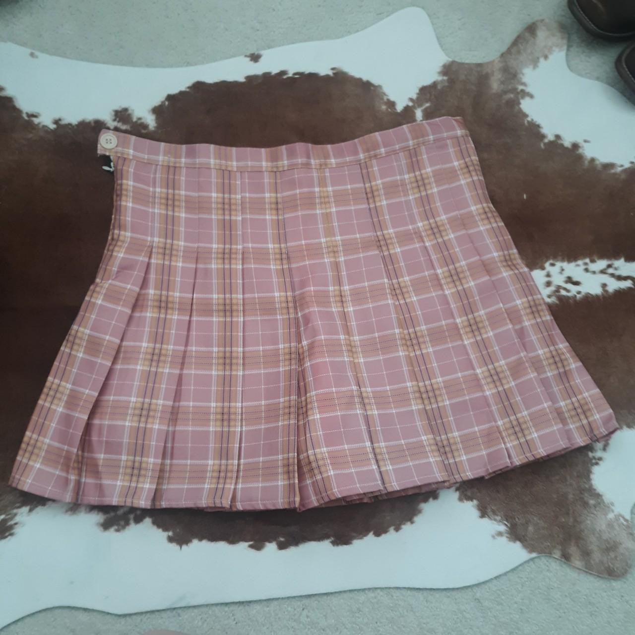 Pink pleated hotsell uniform skirt