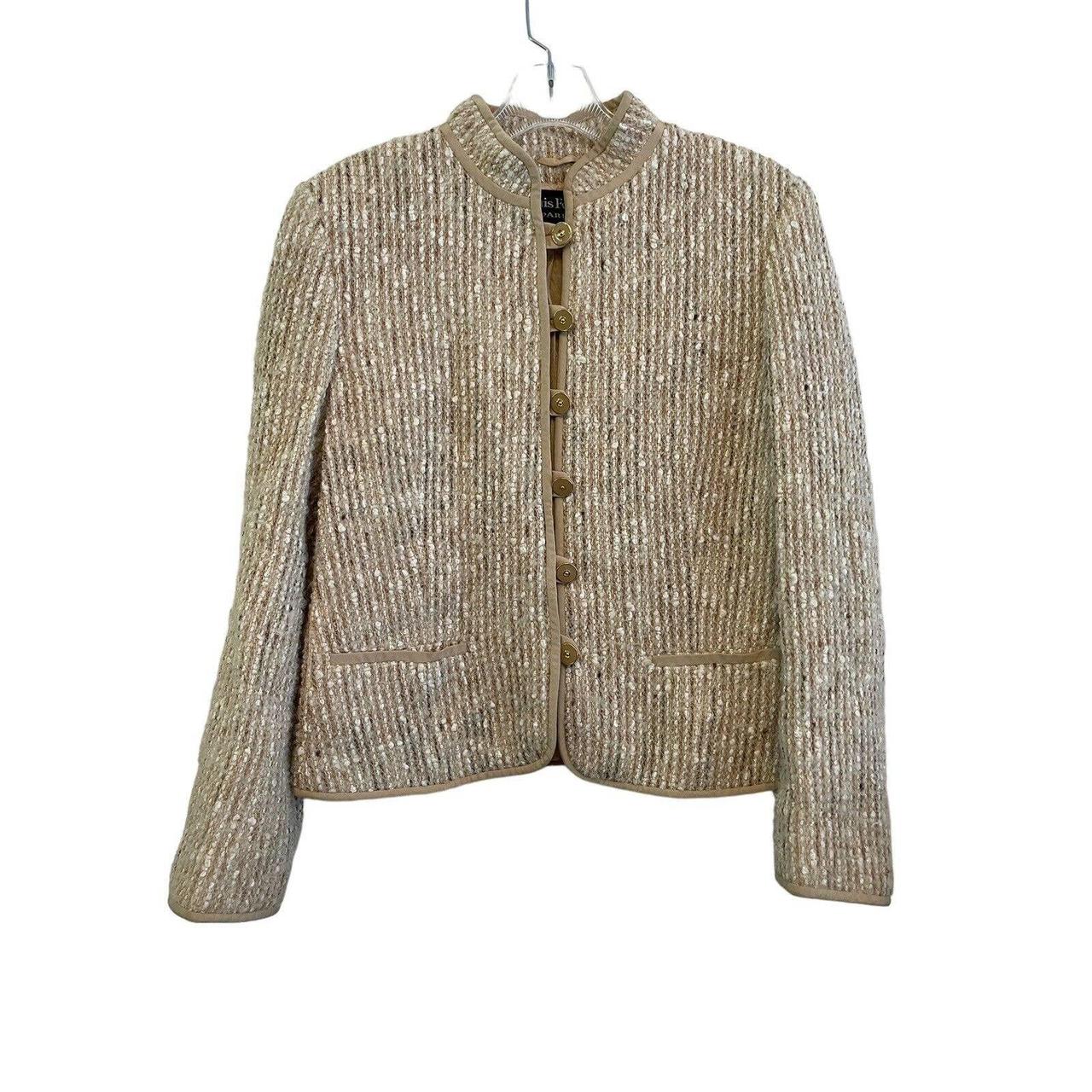 Vintage 1990s Louis Feraud short jacket in beige and... - Depop