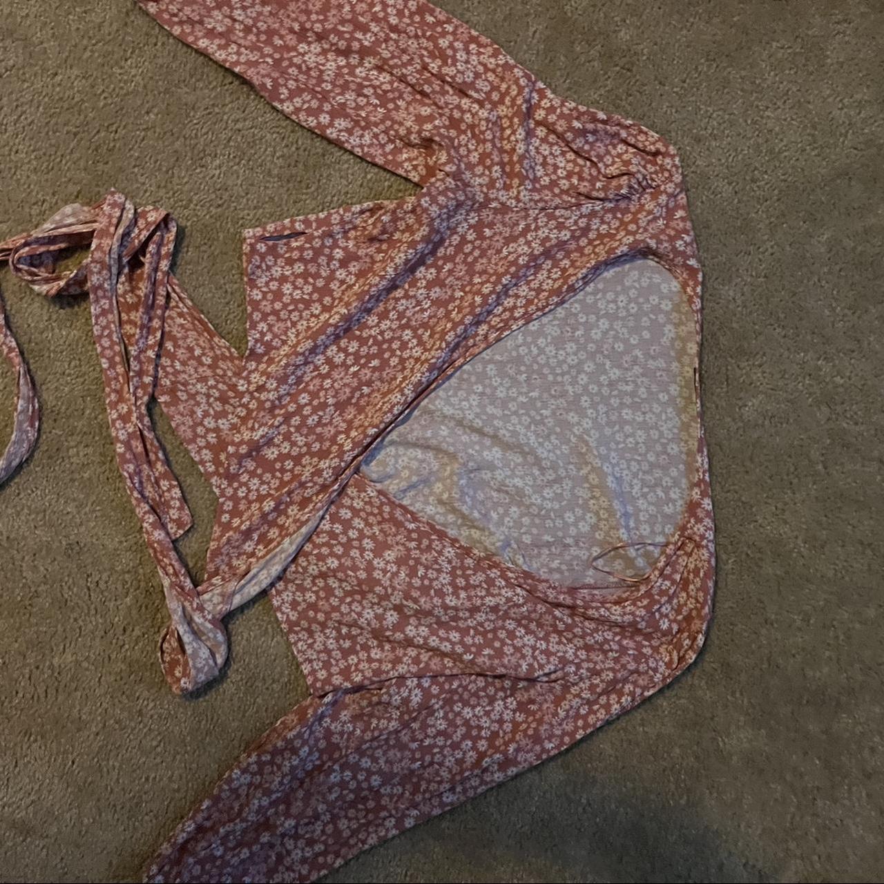 Floral wrap tie top cotton on L Depop