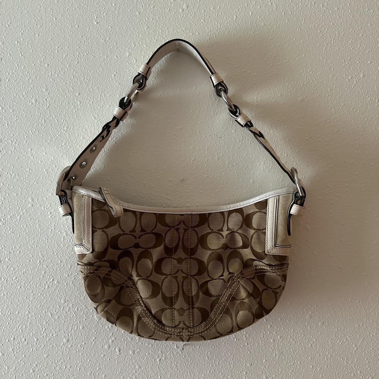 Small vintage Coach shoulder bag. Printed fabric - Depop