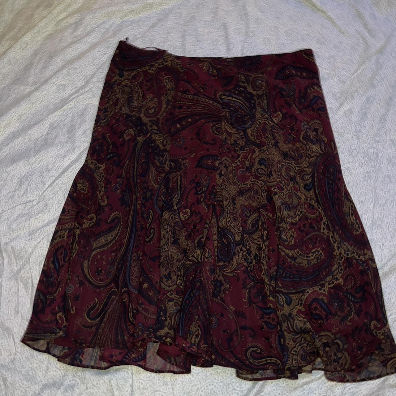 Chaps Women's Red and Brown Skirt | Depop