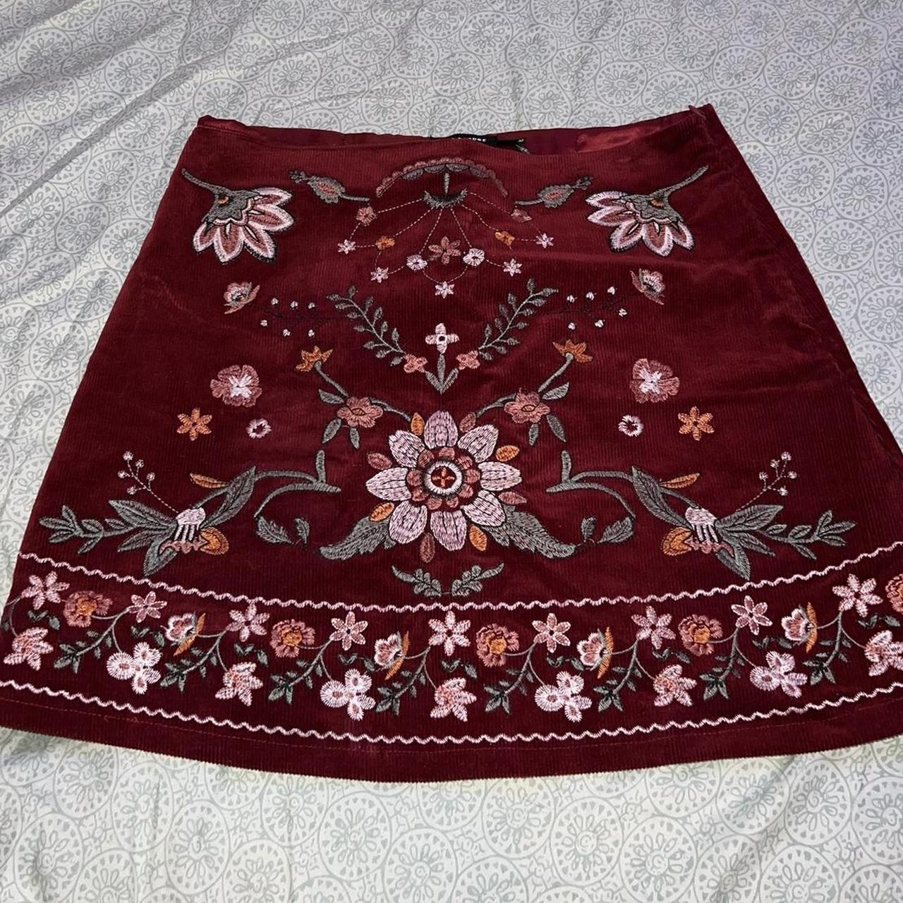 Blu Pepper Women's Burgundy Skirt | Depop