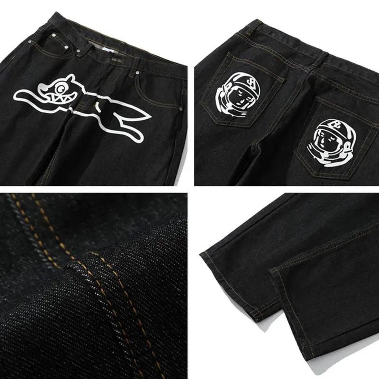 New Fashion Ropa Dog Print Baggy Men Hip Hop Jeans... - Depop