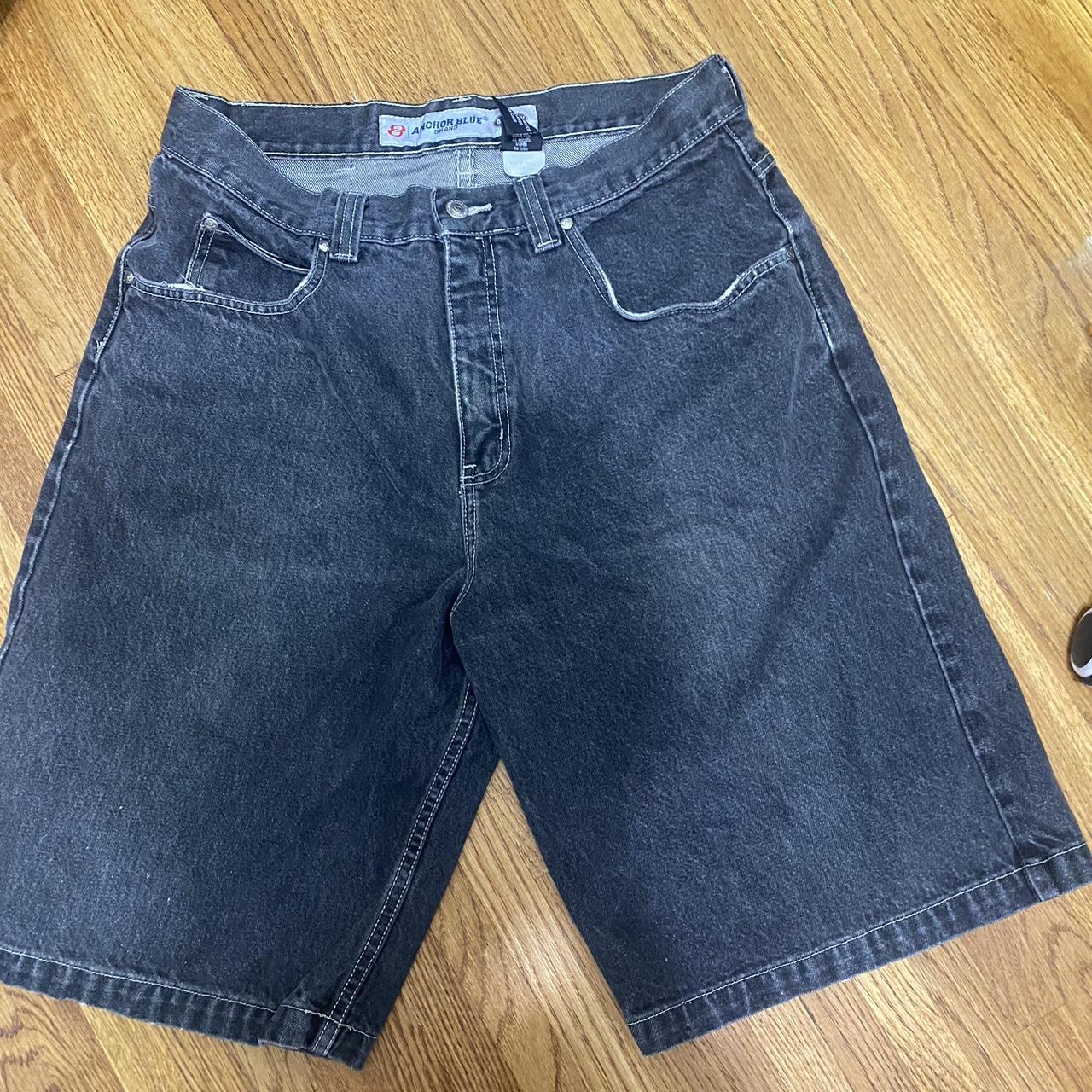 Y2K Anchor Blue Baggy shorts Size: 34 Dark grey color - Depop