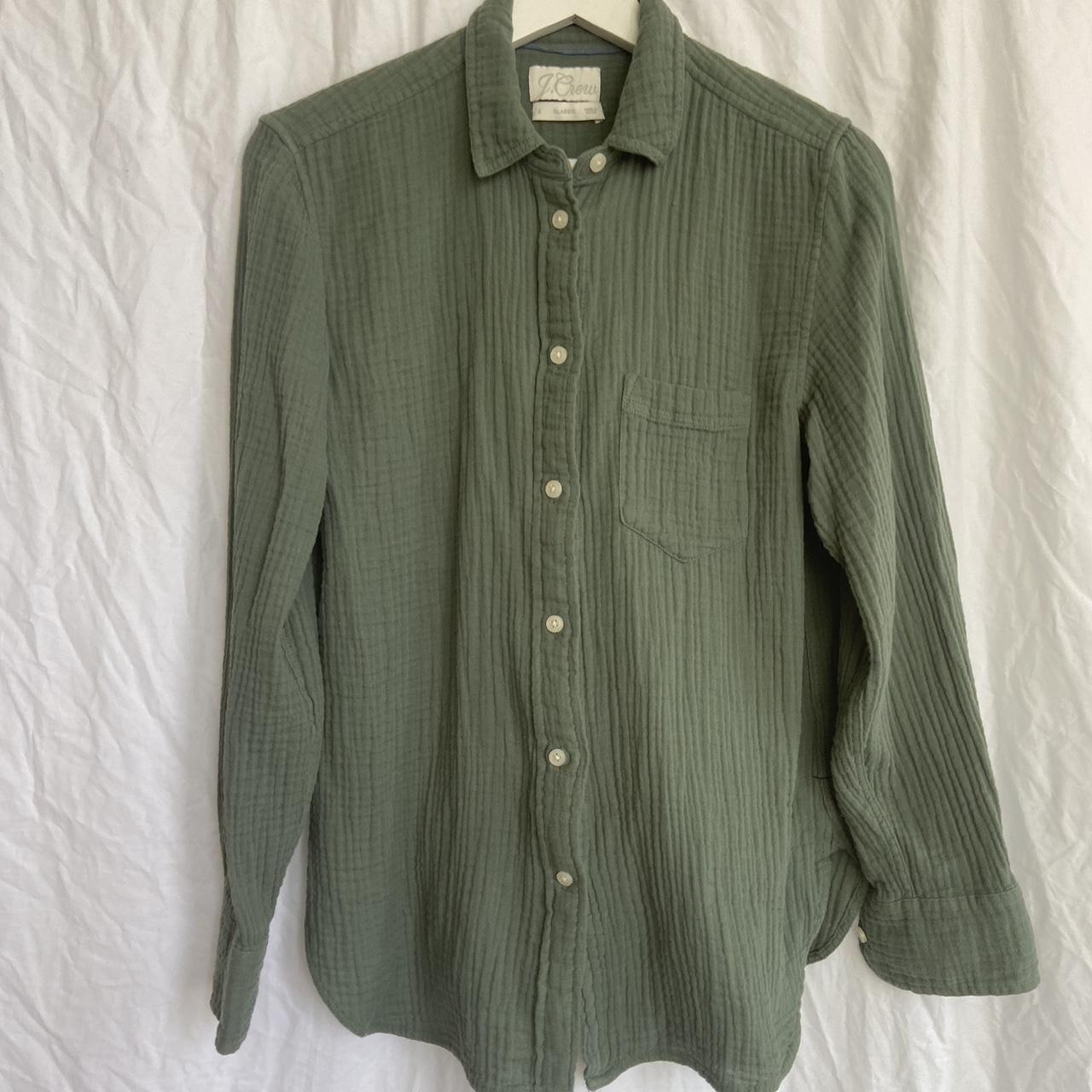 J Crew Classic Cozy Gauze Button Down Shirt S... - Depop