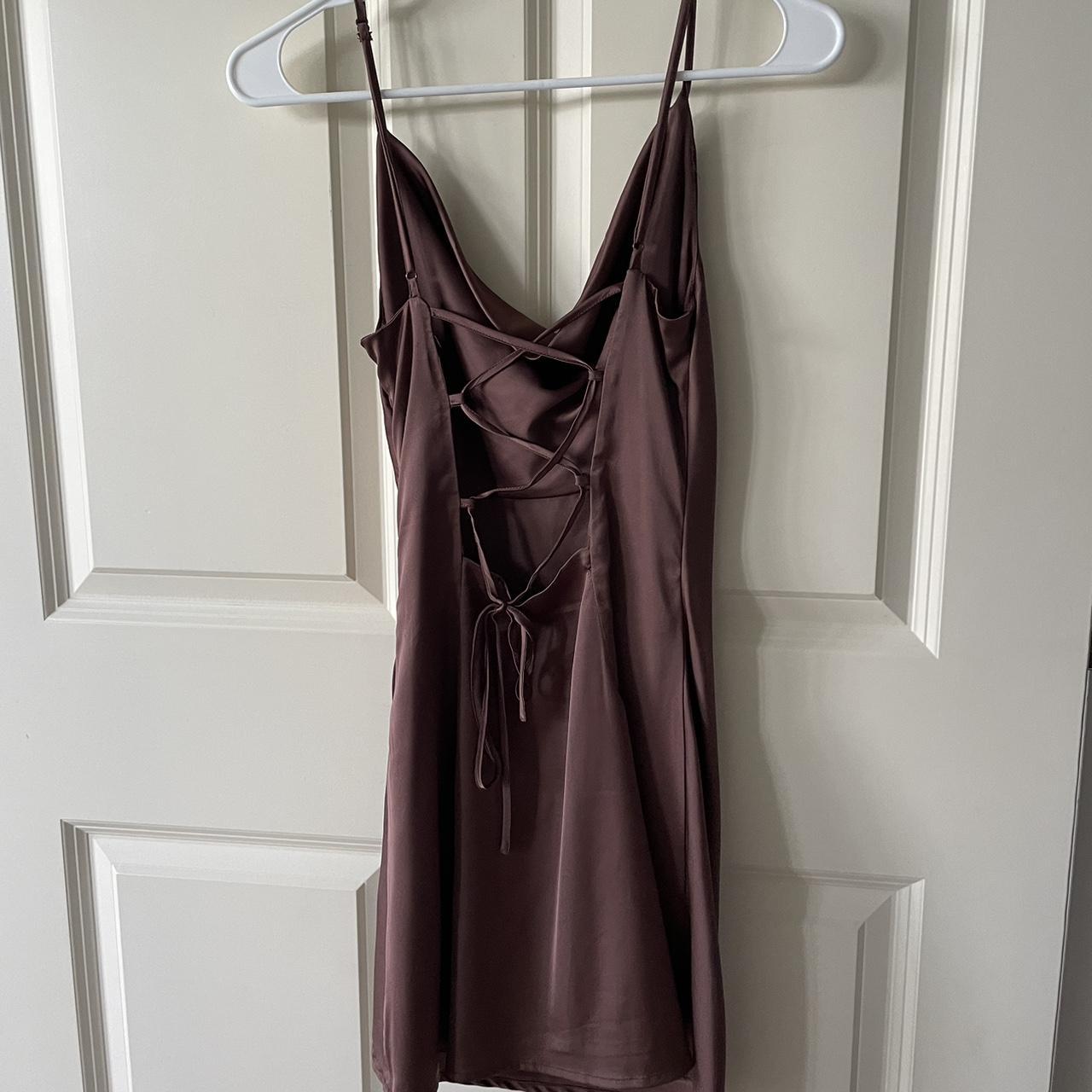 Brown mini slip dress!🤎 Worn once! I’m 5’3 for... - Depop