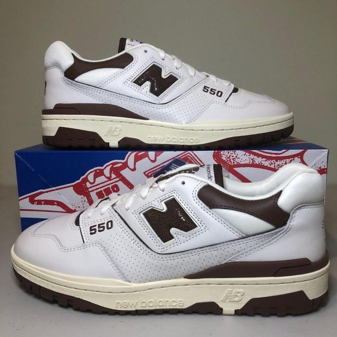 New Balance Women's White and Brown Trainers | Depop