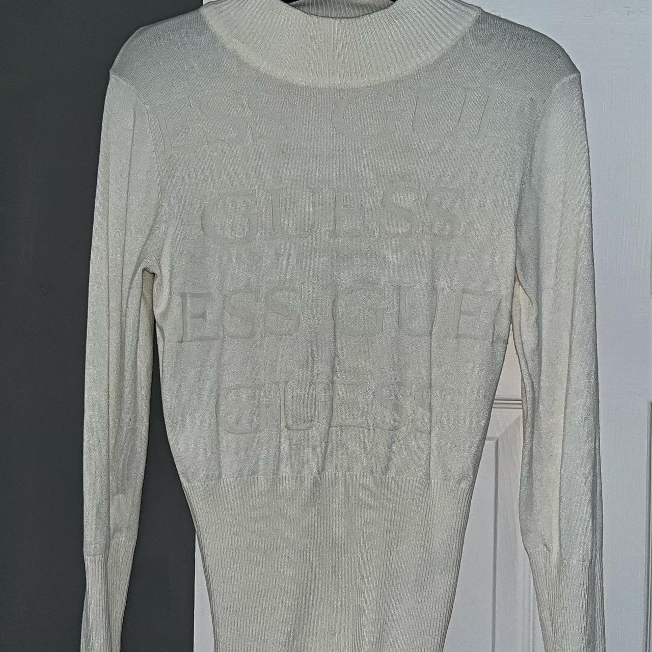 Guess jumper, off white colour, tight fit. Large... Depop