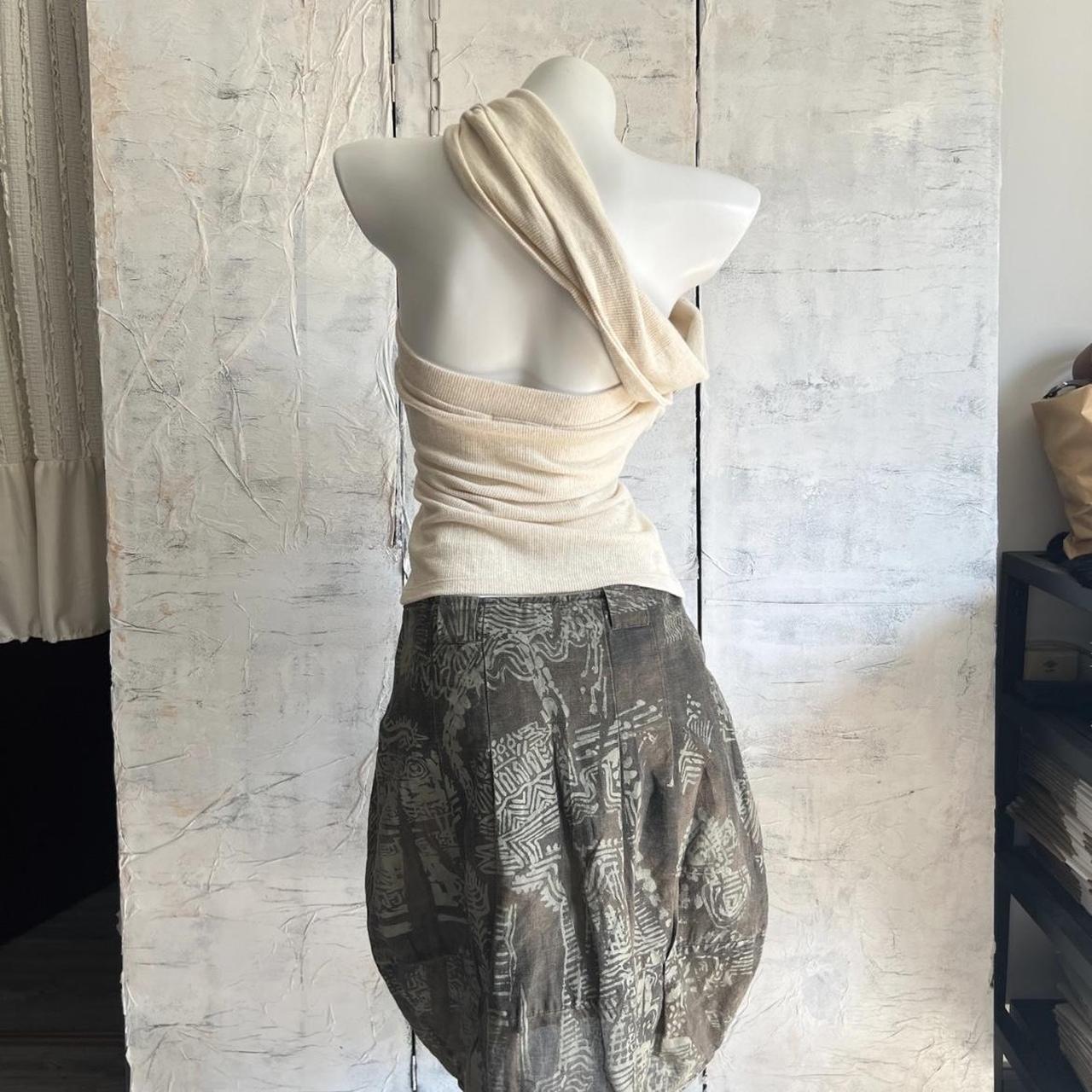 Japanese vintage Cream and tan asymmetrical tie... Depop