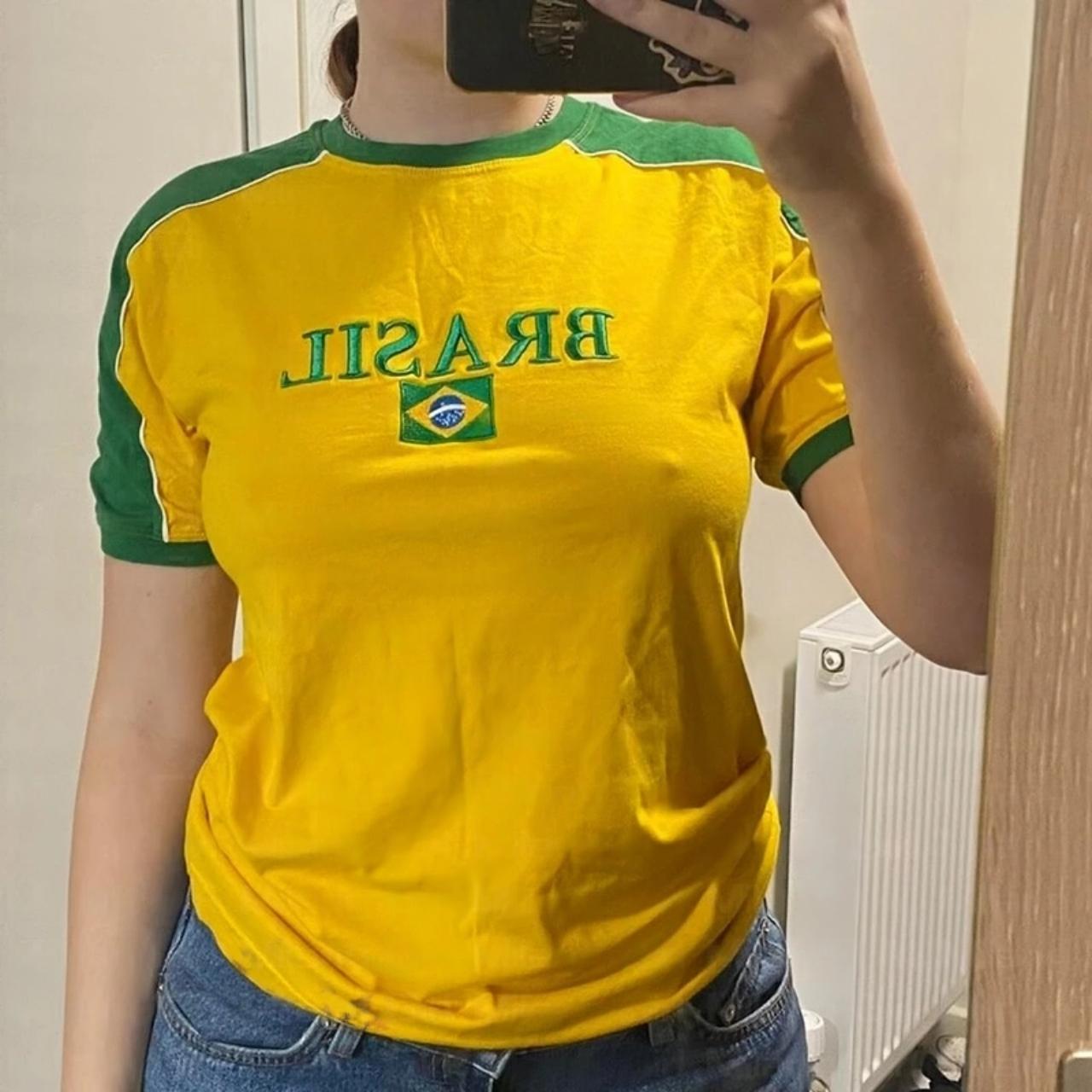 Women's Yellow and Green Croptop Depop