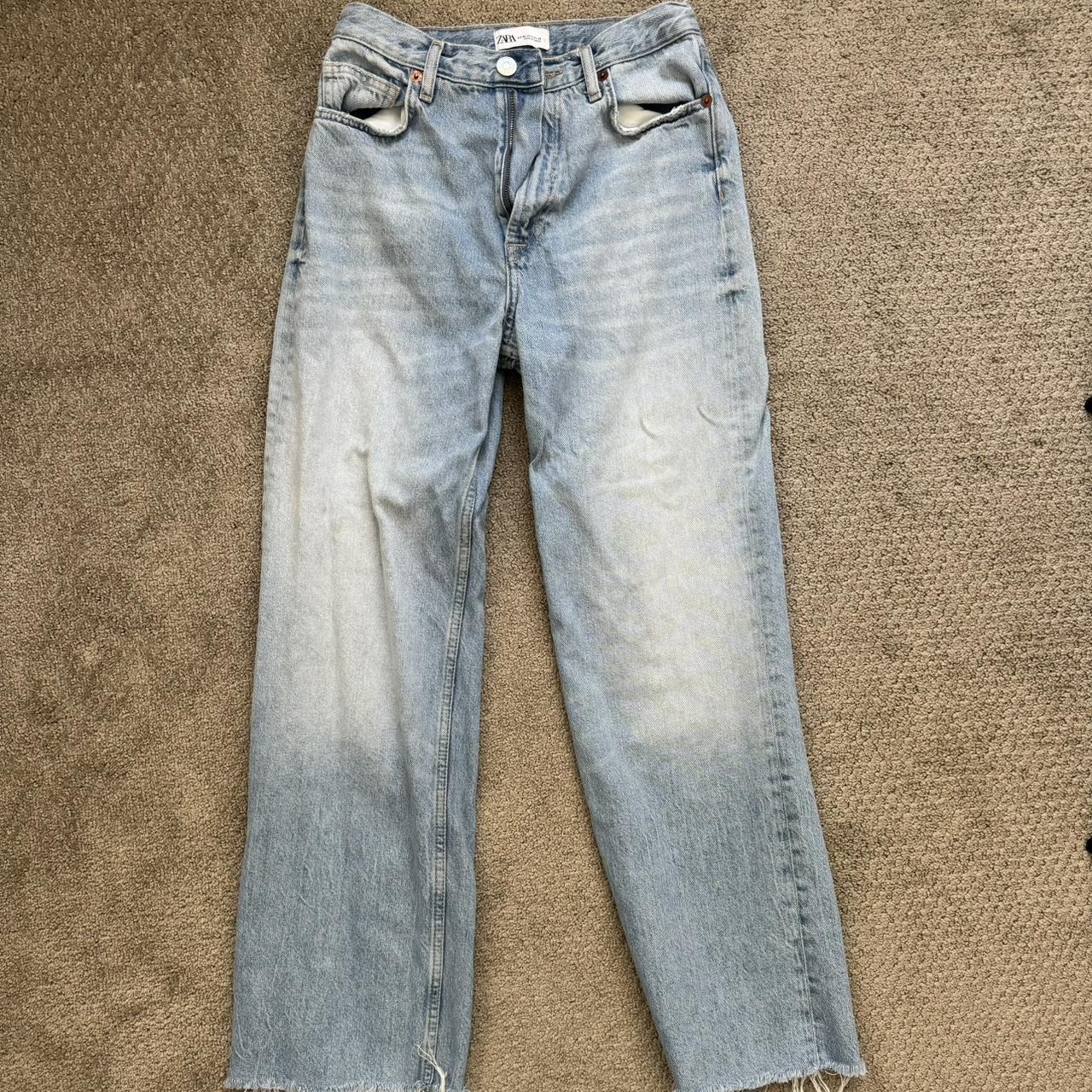 ZARA EXTRA LONG TRF HIGH RISE WIDE LEG JEANS *I... Depop