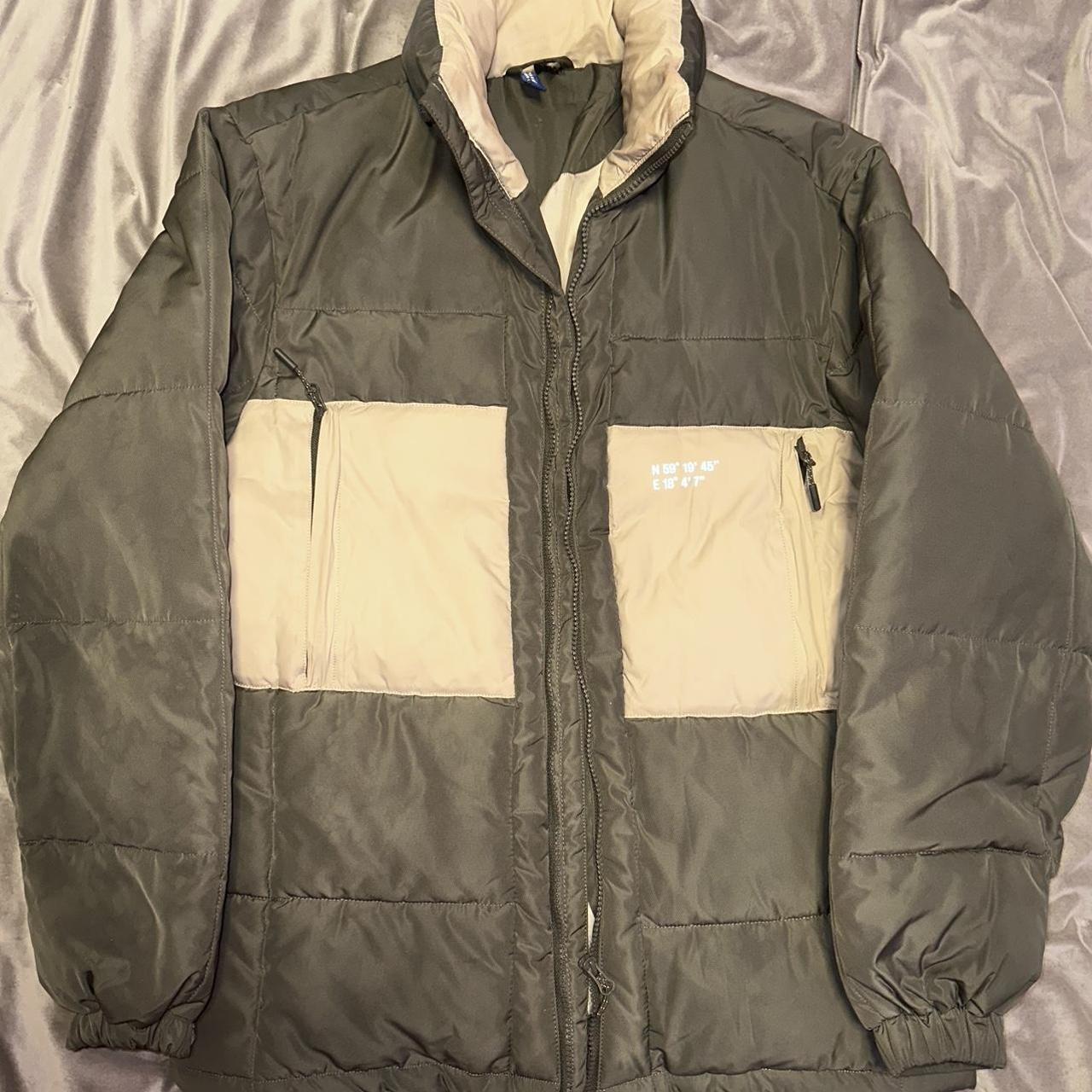 Khaki puffer Jacket from H&M Size large Depop