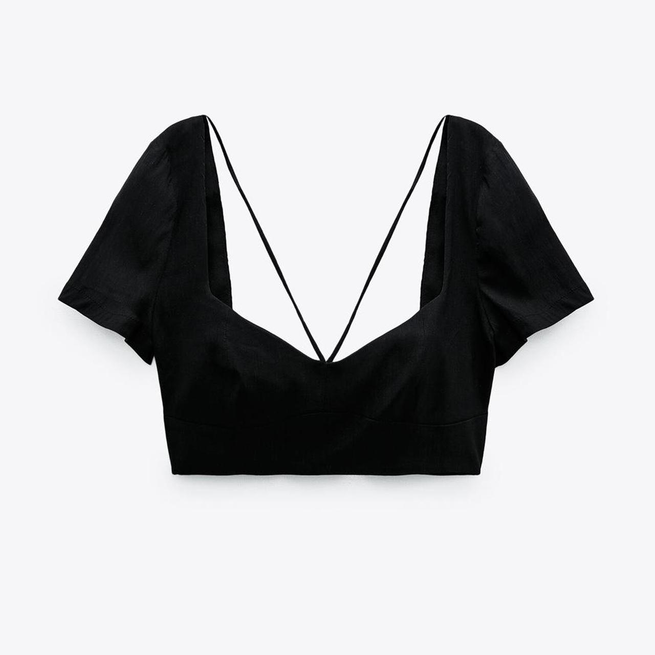 Zara Linen Blend Crop Top With Exposed Back Brand... Depop