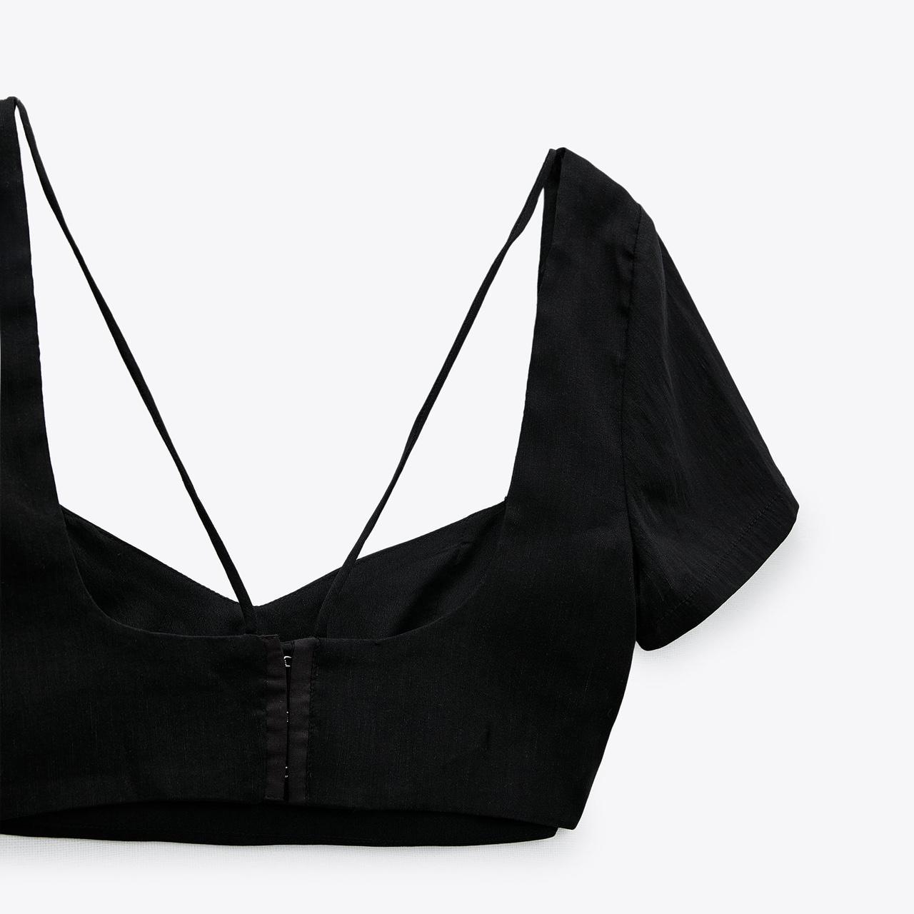 Zara Linen Blend Crop Top With Exposed Back Brand... Depop