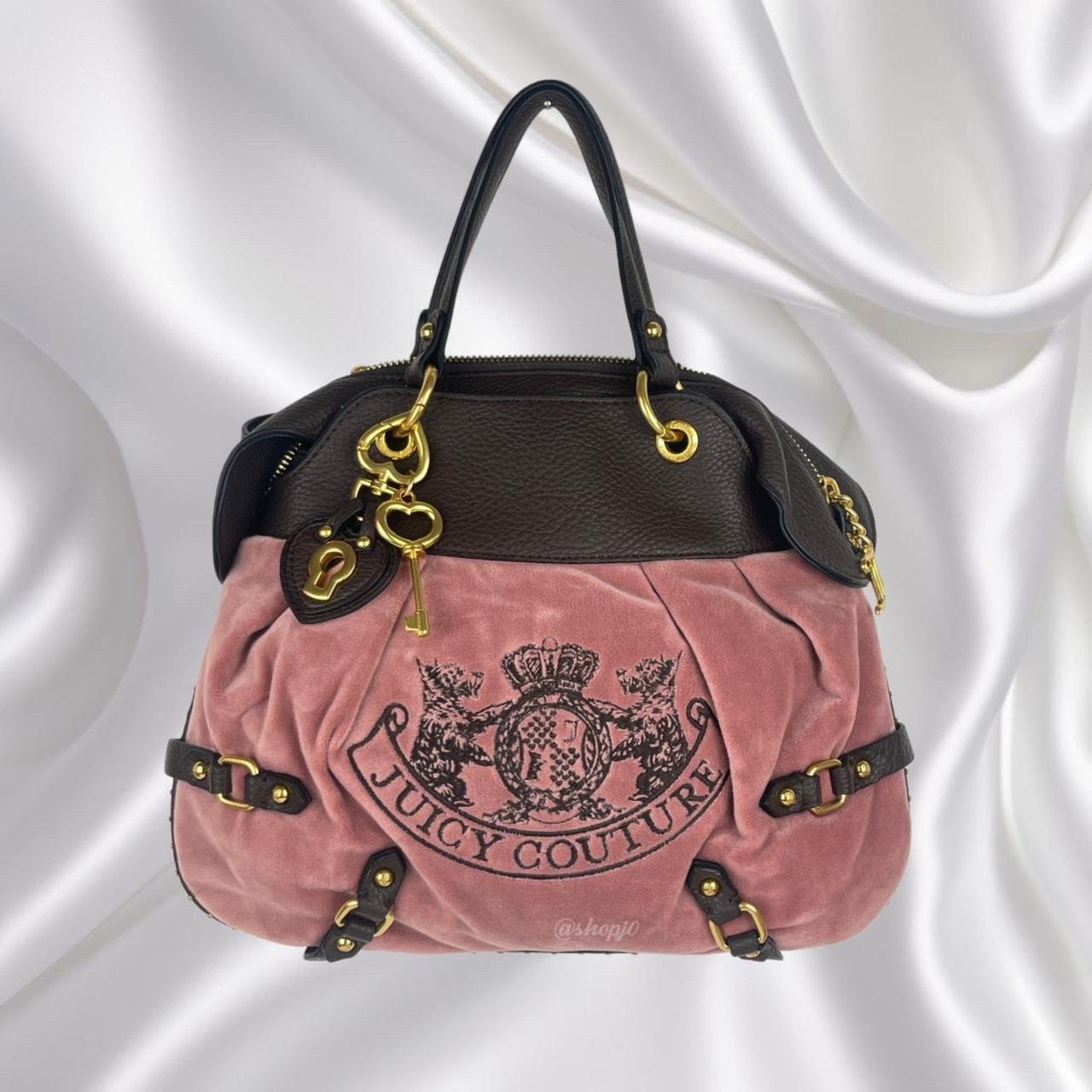 【Juicy Couture】Kimberly ベロア ミニポーチ付き バッグ Juicy Couture Pink Velour Small Kimberly Bag 💅👛 You | Depop
