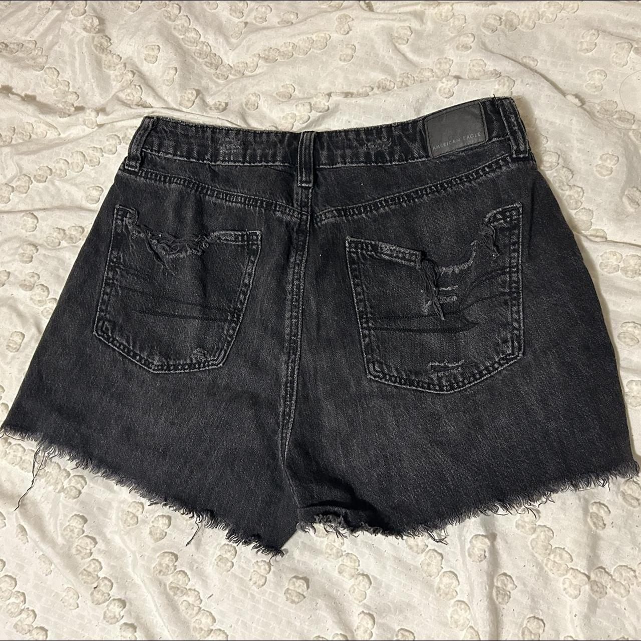 American Eagle black cross front button mom jean... - Depop