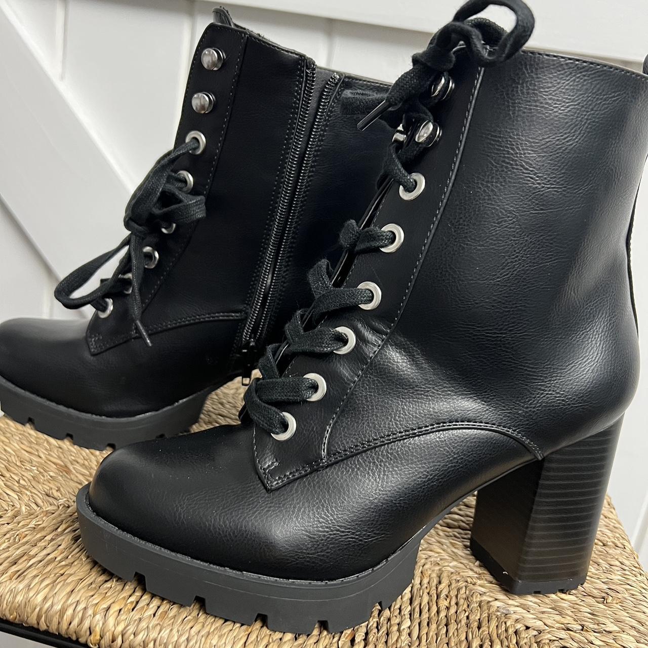 Xoxo combat style high heel boots Brand new!!! Lace... Depop