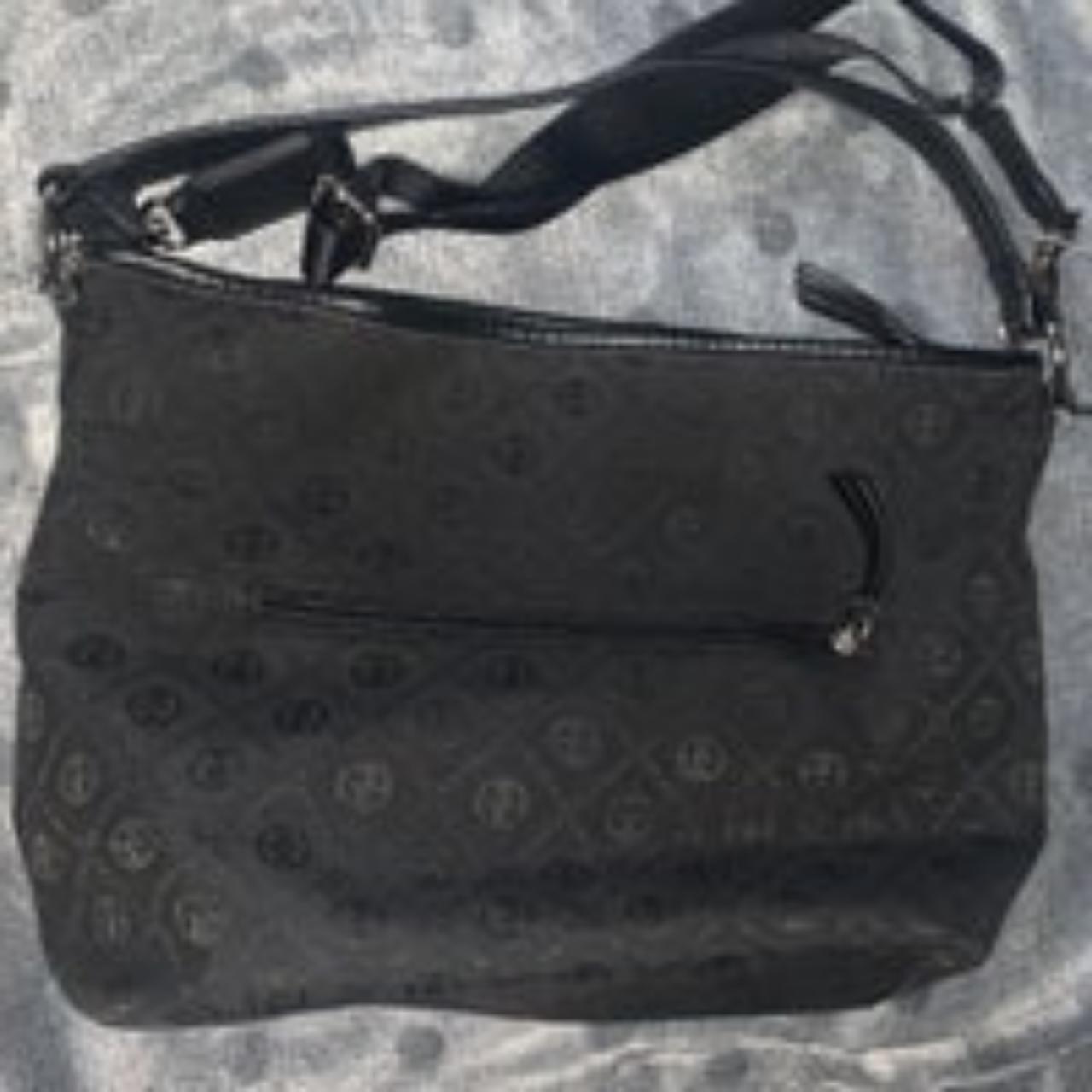 Giani Bernini Women's Black Leather Double Flat Strap Handbag