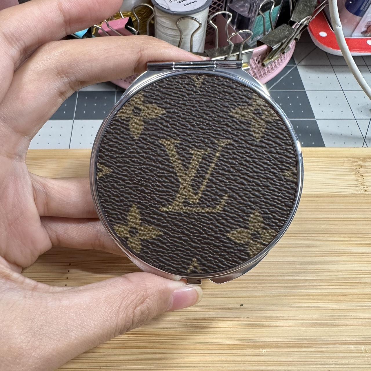 Handcrafted repurposed LV monogram compact mirror - Depop