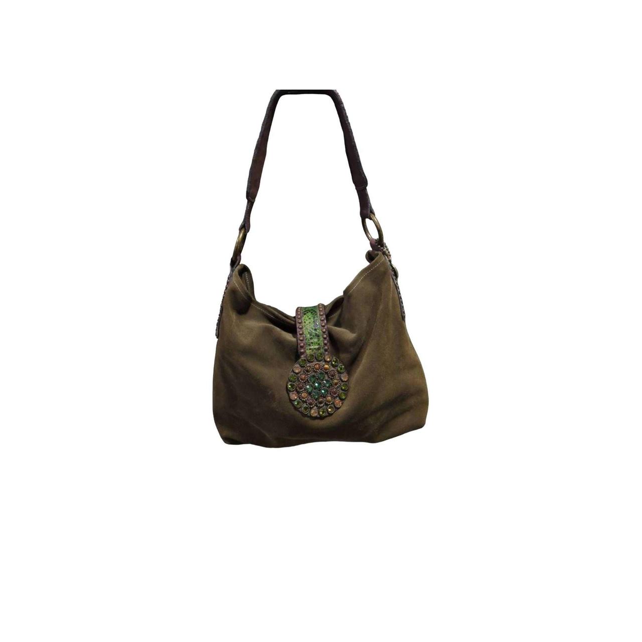 Leatherock Green Suede Hobo Shoulder Bag Oversized