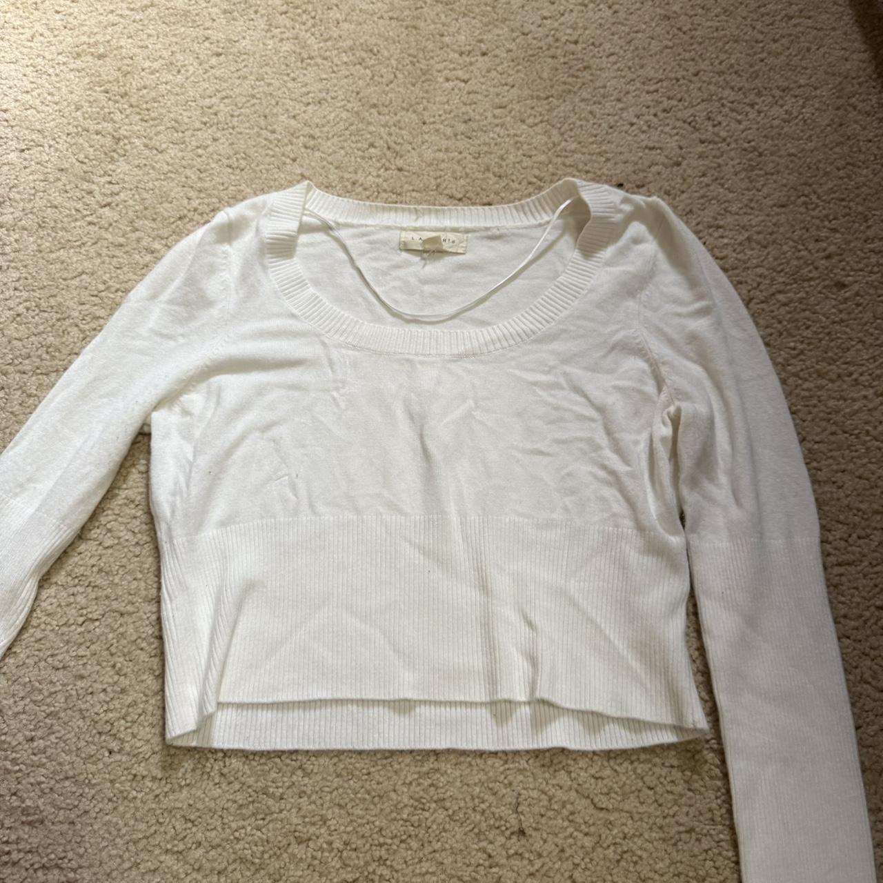 Brandy Melville Women's Sweater White S – white crop long