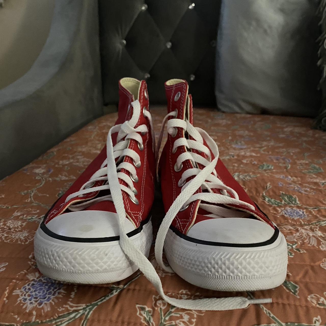 red converse, lightly used, brand new, only worn once. - Depop