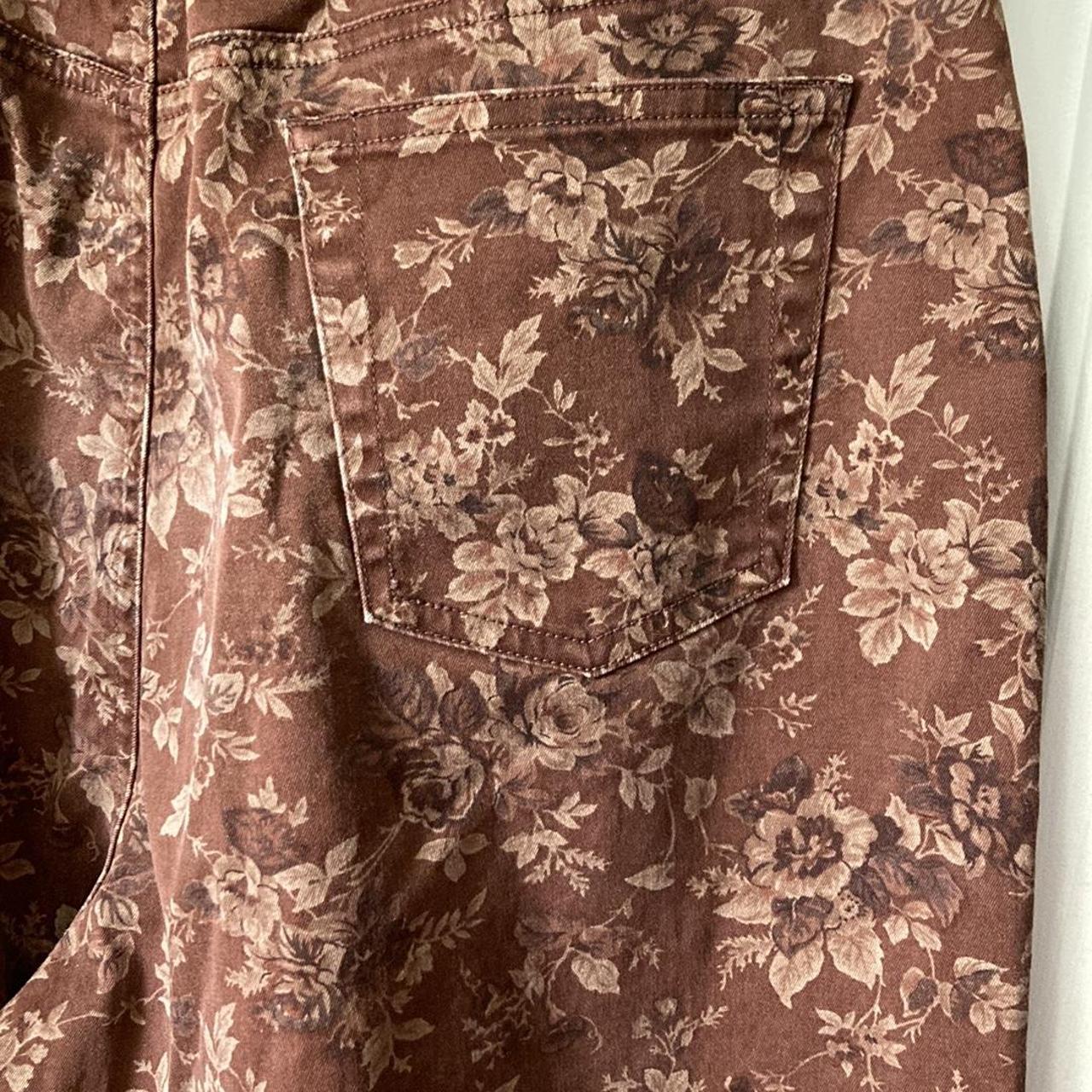 Lauren Ralph Lauren Brown Floral Printed Pants, Size