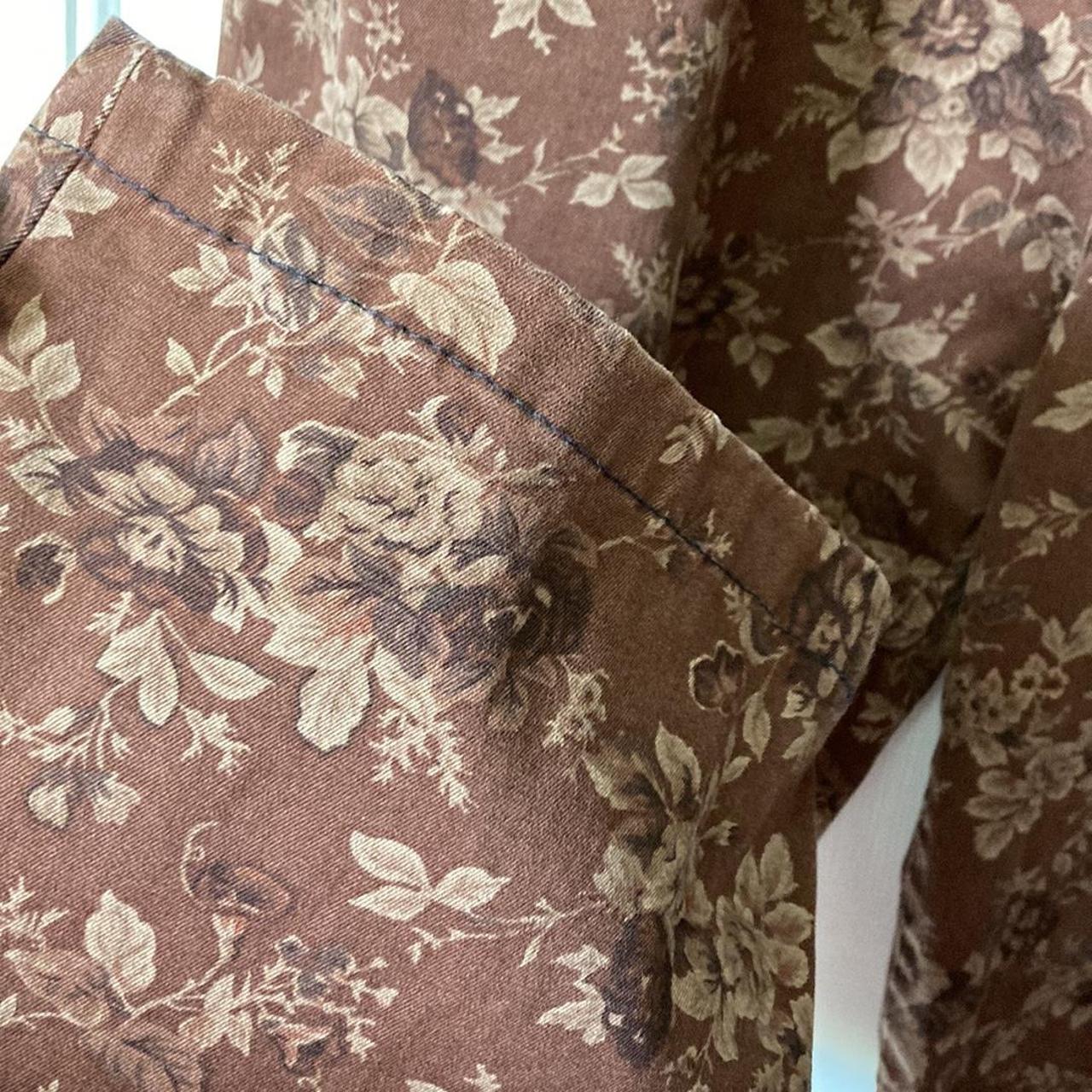 Lauren Ralph Lauren Brown Floral Printed Pants, Size