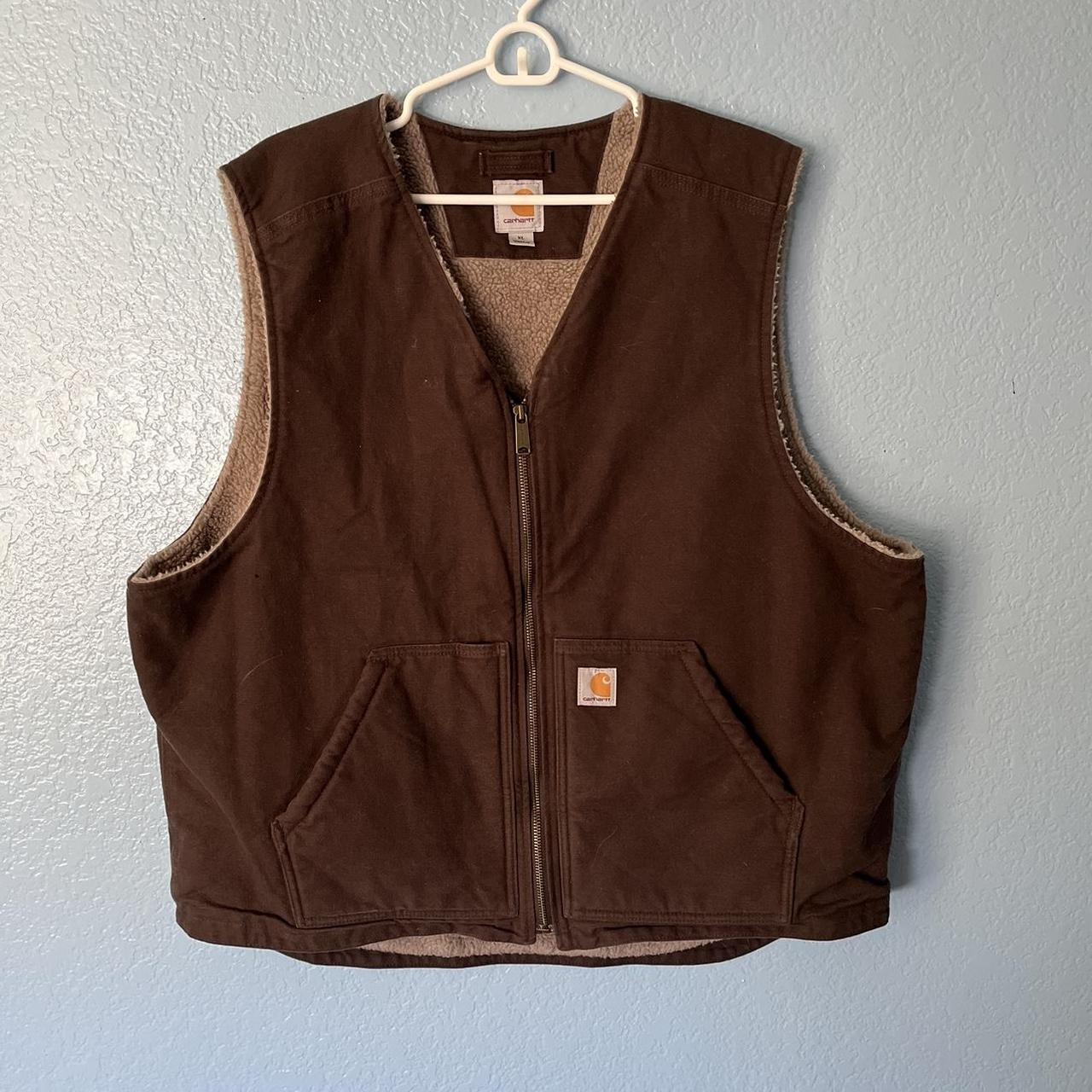 Carhart Vest Brown and lighter Brown Fuzz - Tagged-... - Depop