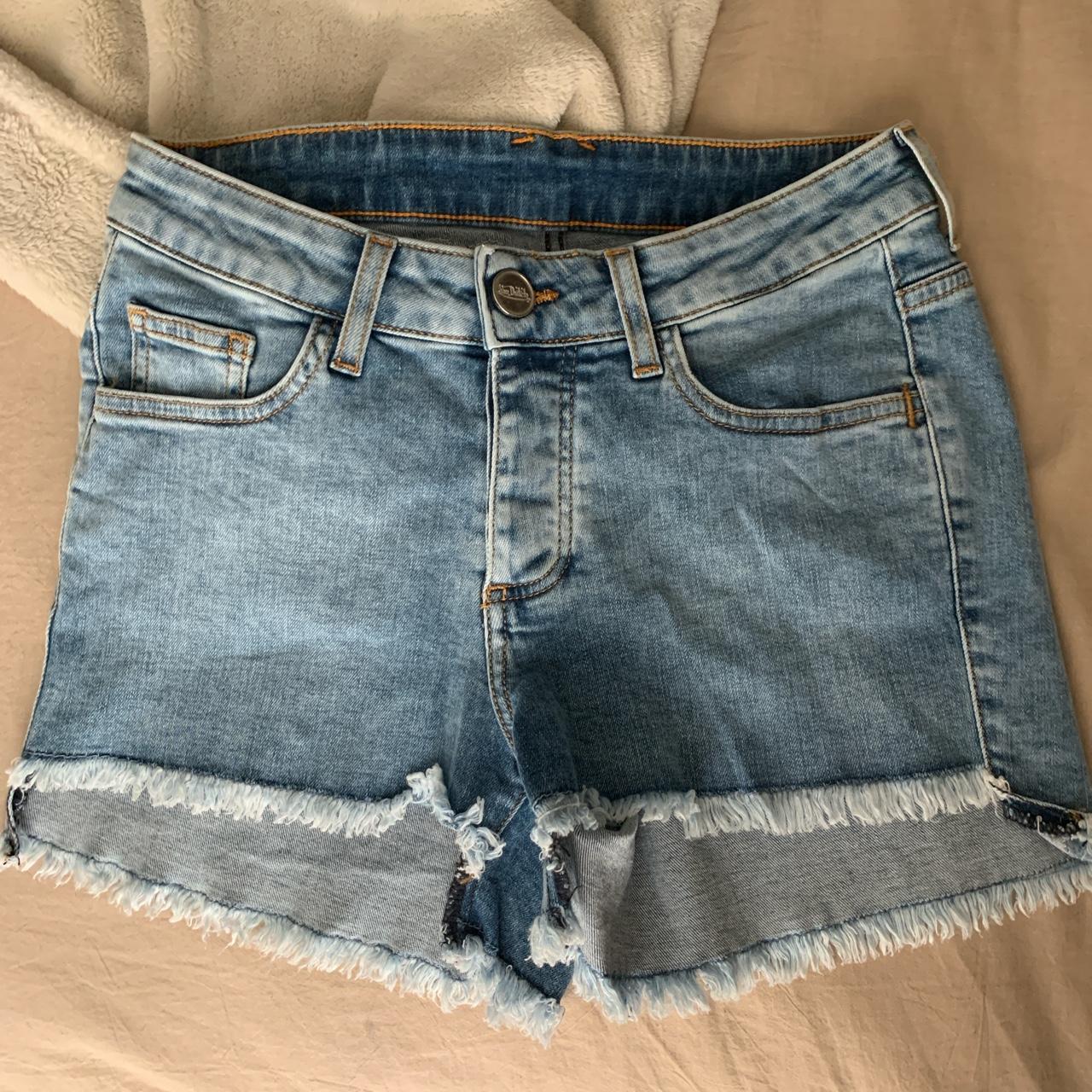 Von Dutch Women's Blue and Yellow Shorts | Depop