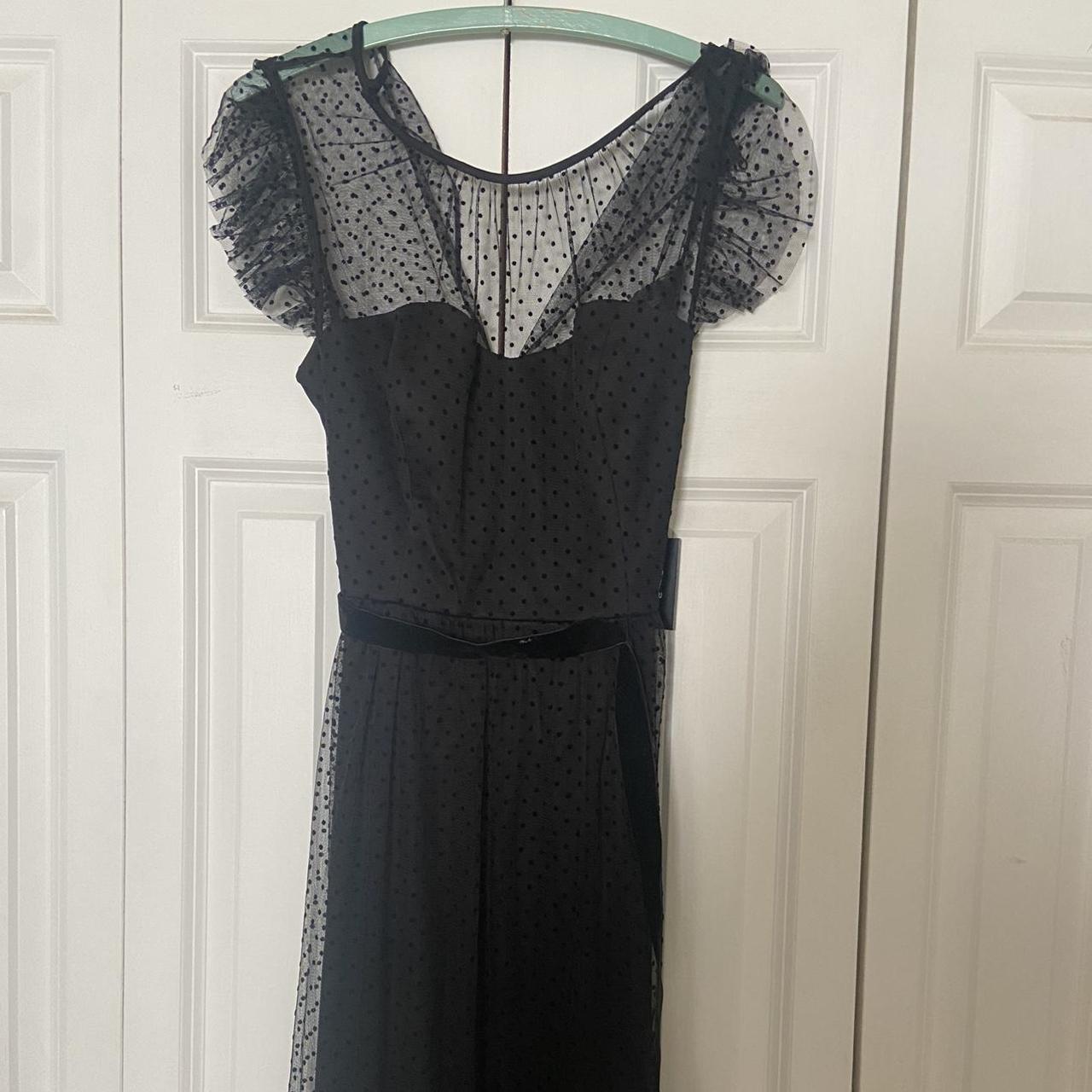 NEVER WORN black formal dress with sheer neckline... - Depop