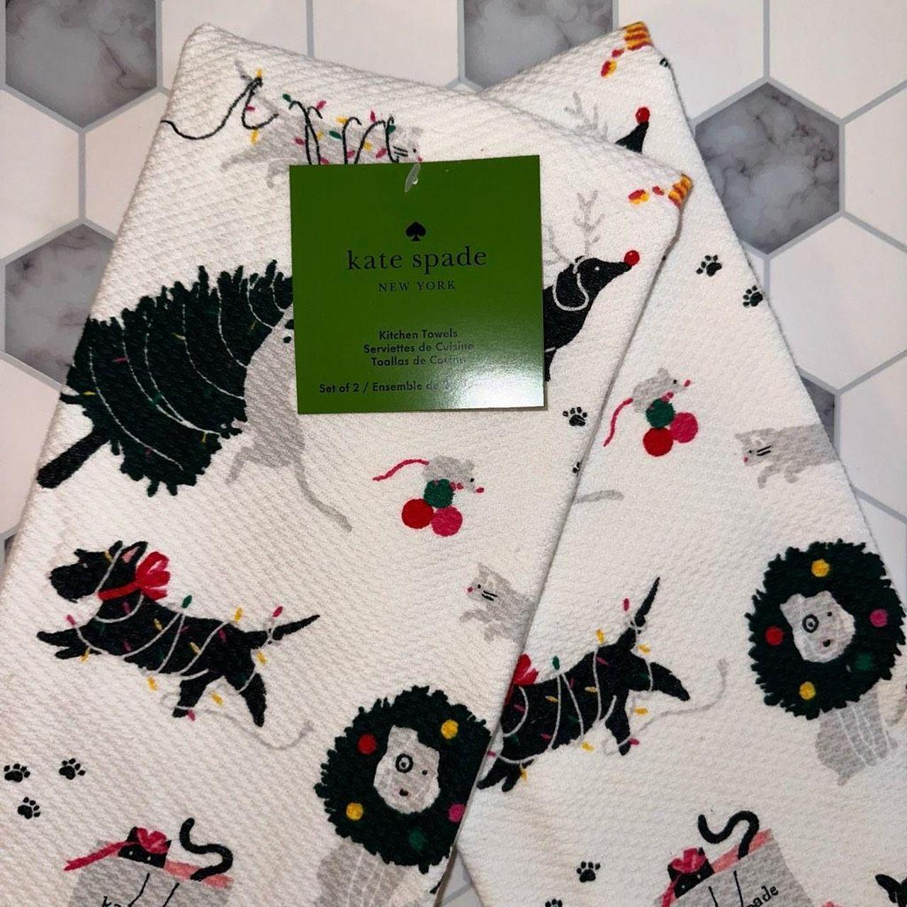 One Left Kate Spade Kitchen Towels Holiday Dog Set - Depop