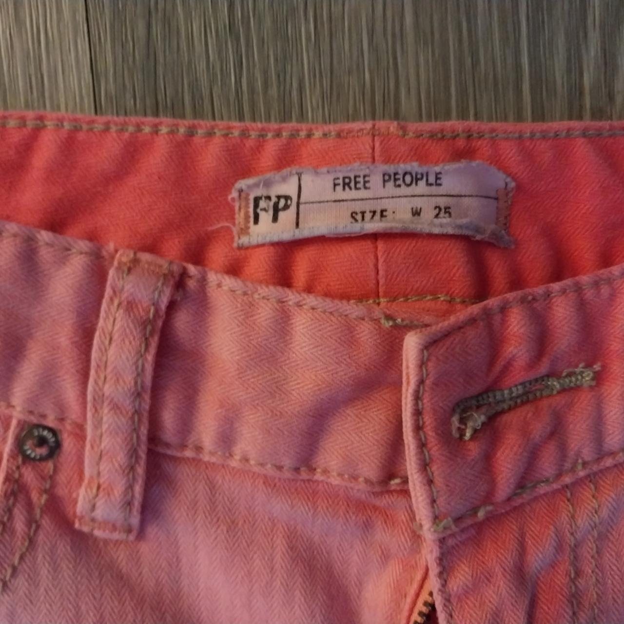 Free People Women's Jeans Orange/Coral Colored Size... - Depop