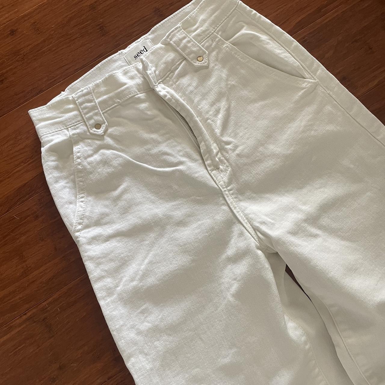 Seed straight wide leg white denim pant worn once only - Depop