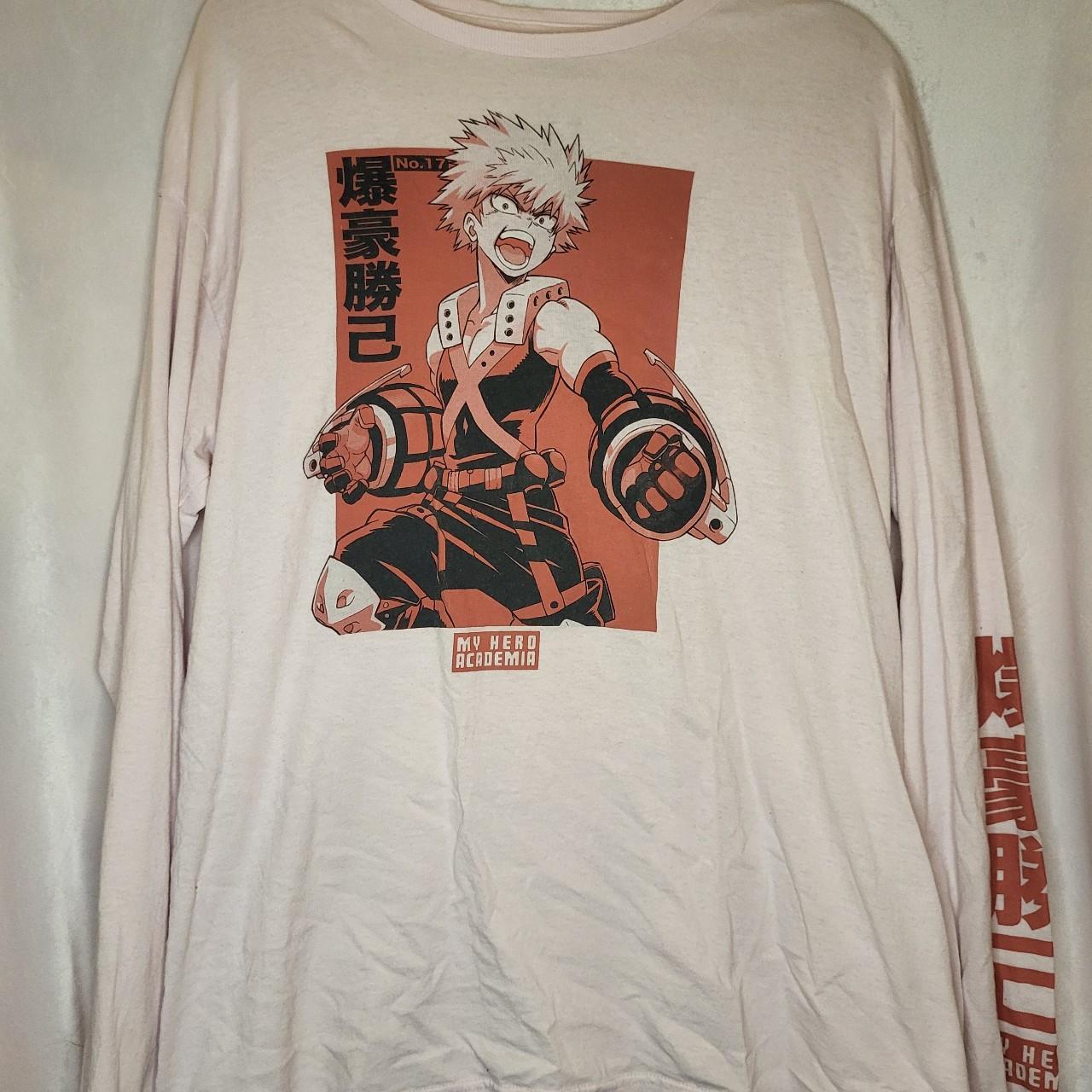 Pink MHA shirt with Bakugo Size L in uni-sex very... - Depop