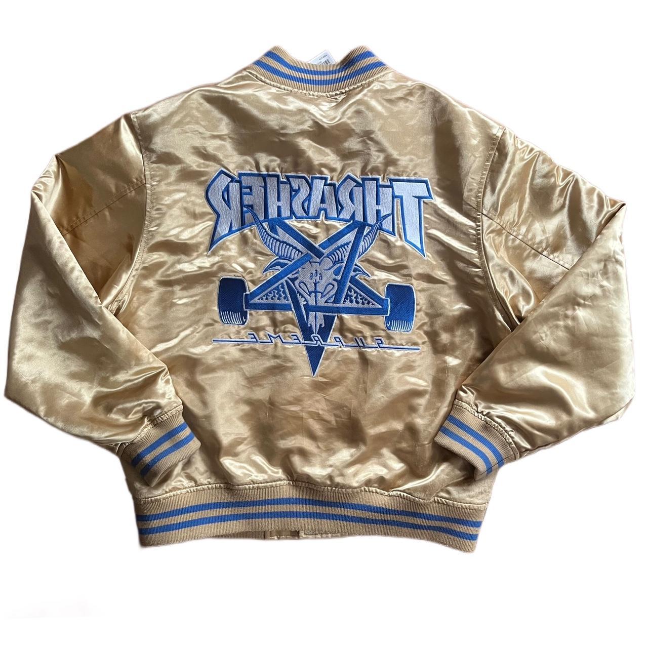 Supreme x Thrasher Gold Satan Varsity jacket New | Depop