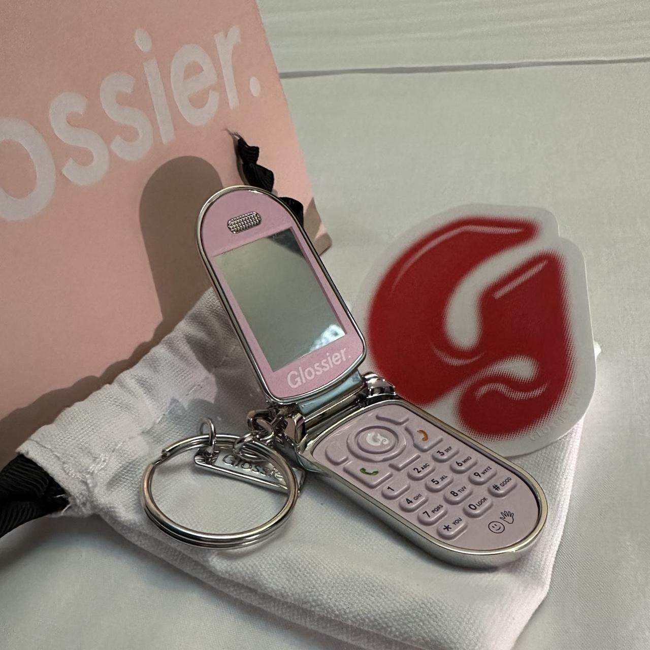 Glossier Los Angeles Cell Flip Phone Keychain Store Exclusive Mirror  Compact NEW