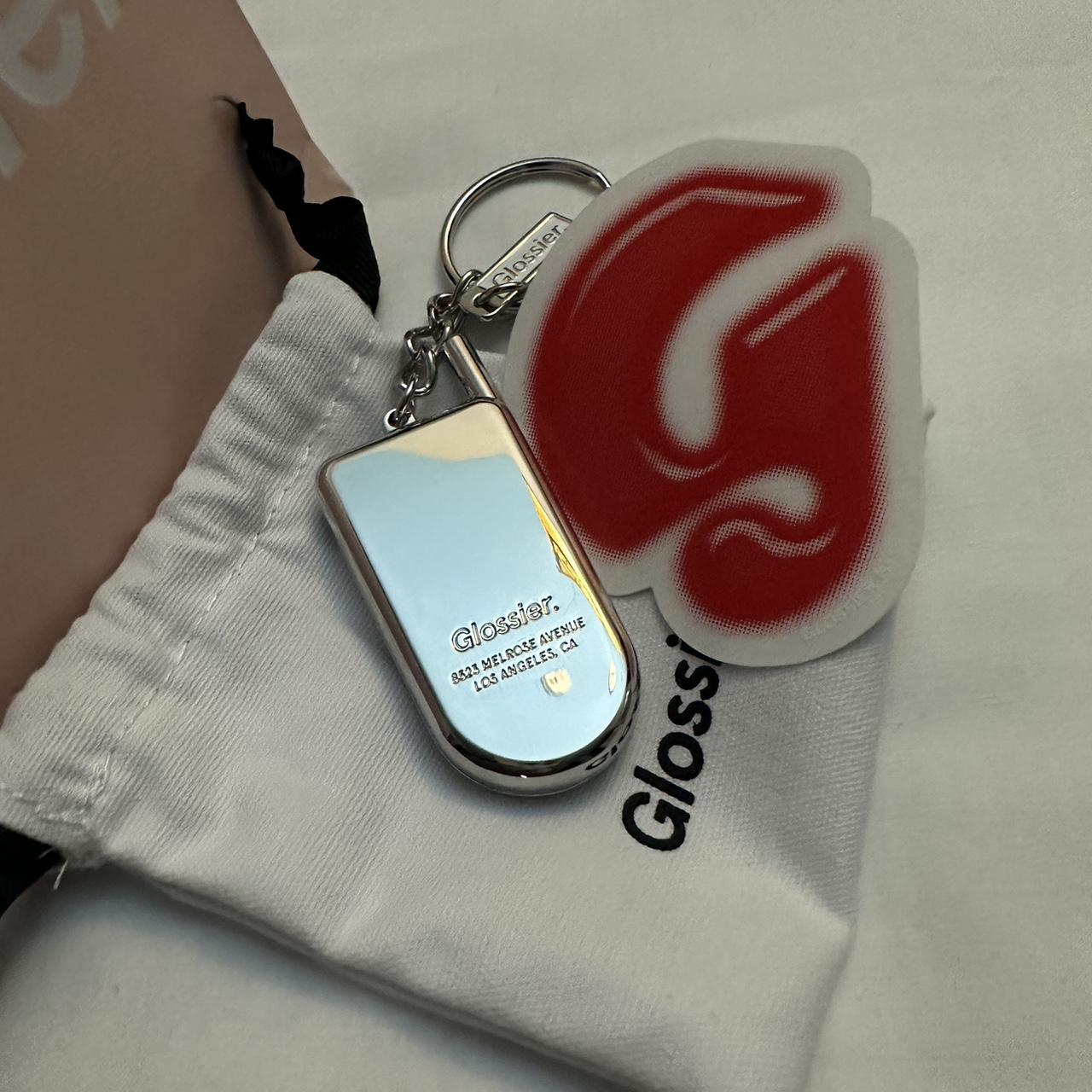 glossier LA exclusive flip phone keychain 🩶🎀🫧 ☆... Depop