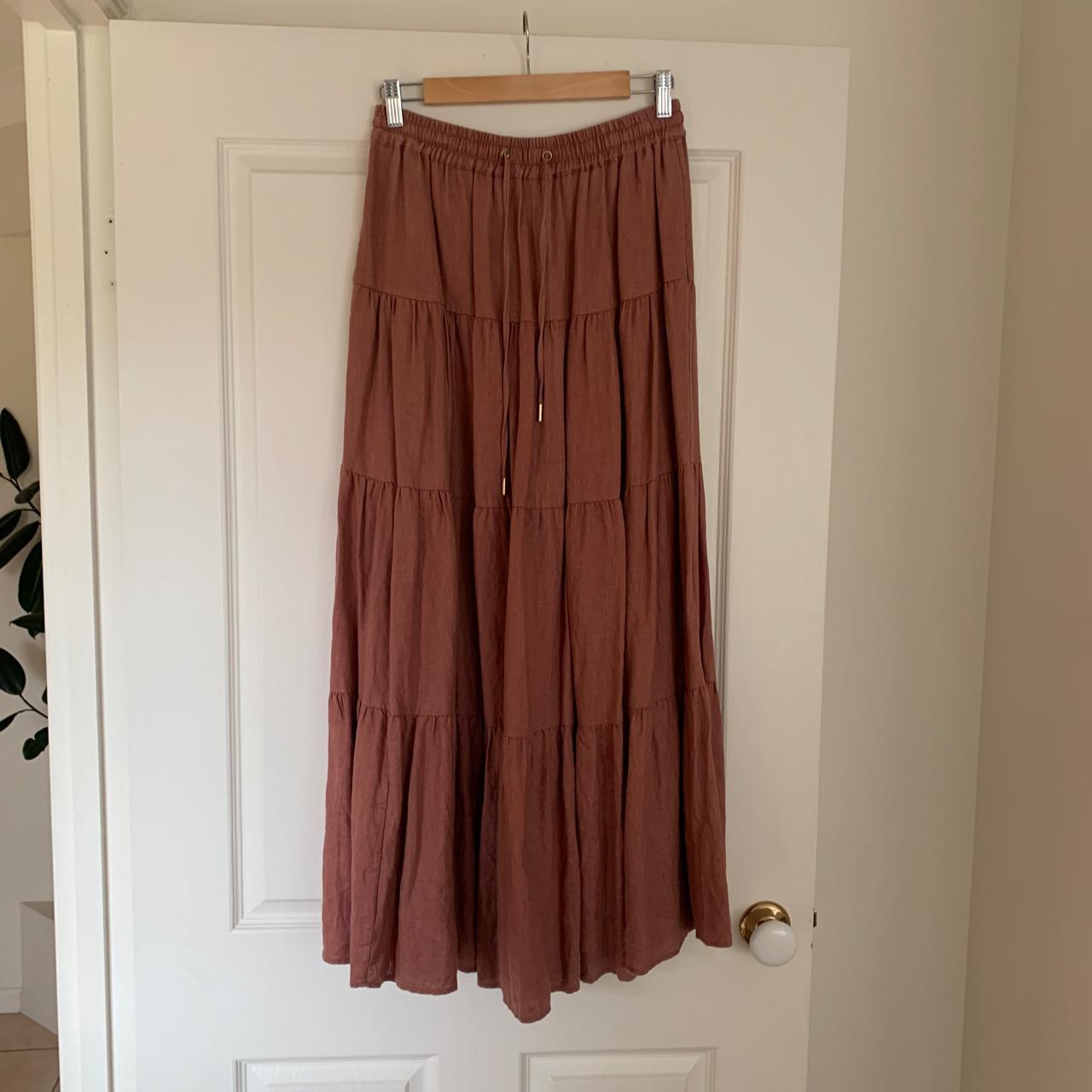 Country Road Tiered Linen Maxi Skirt Size Good Depop